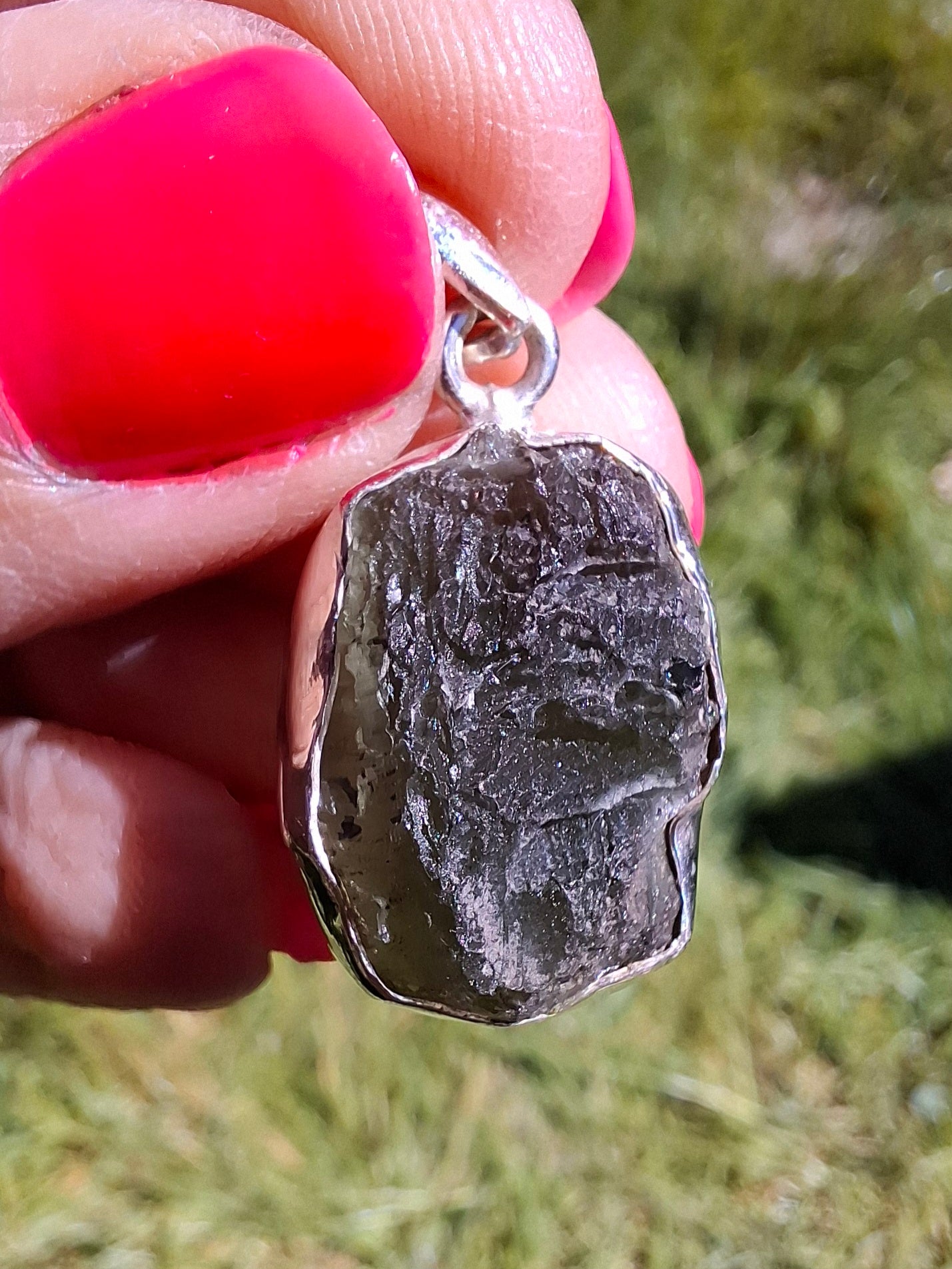 Moldavite Pendant, 925 Silver, Tektite (Ref: P433)