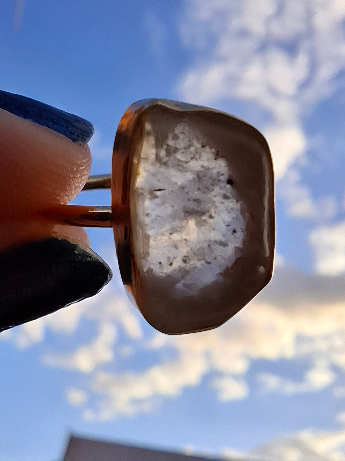 Libyan Desert Glass Ring, 14K GOLD Plated, size large O, Tektite (Ref: LR71)