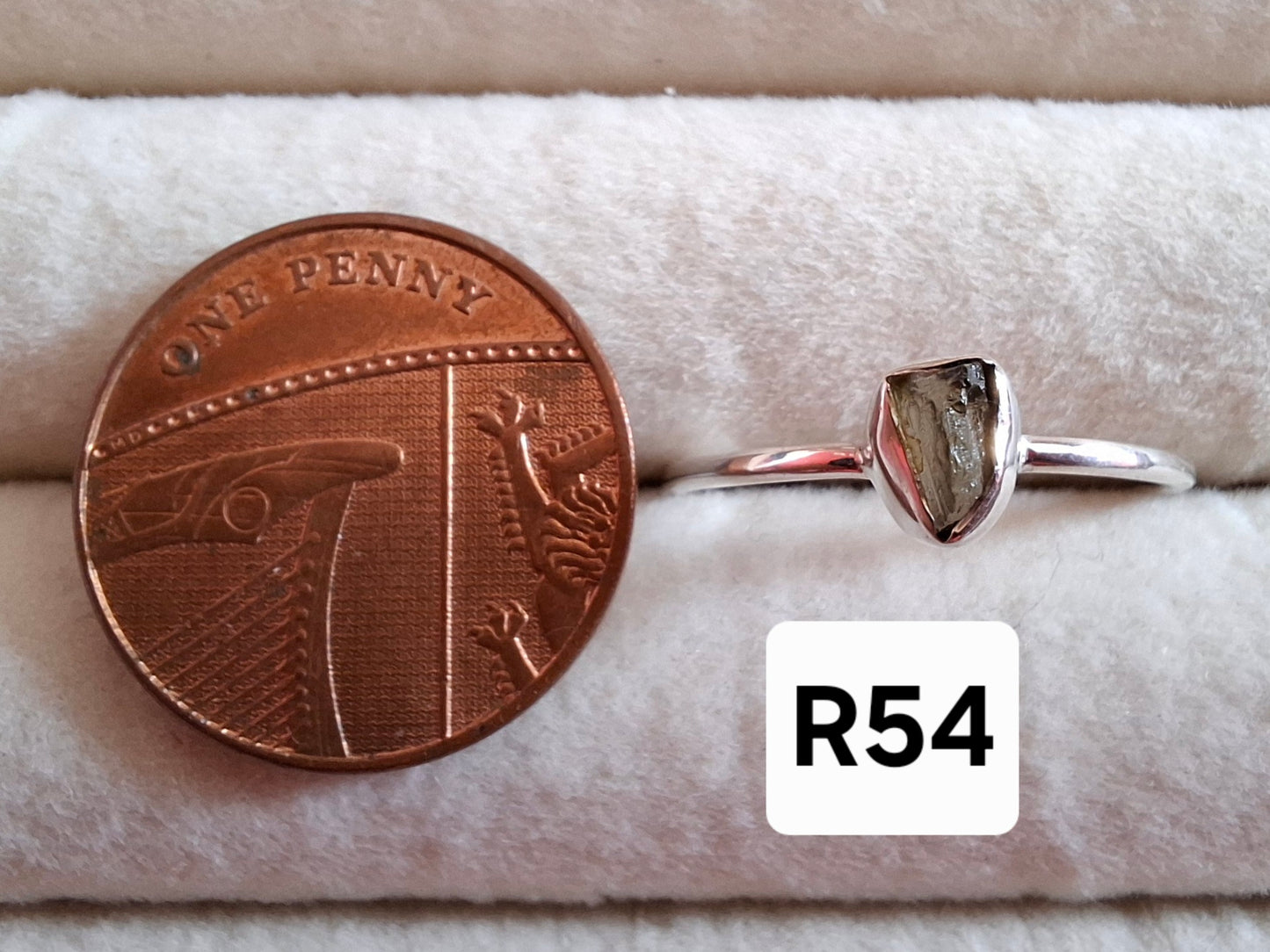 Moldavite Ring, size large R/small S, 925 Silver, Tektite (Ref: R54)