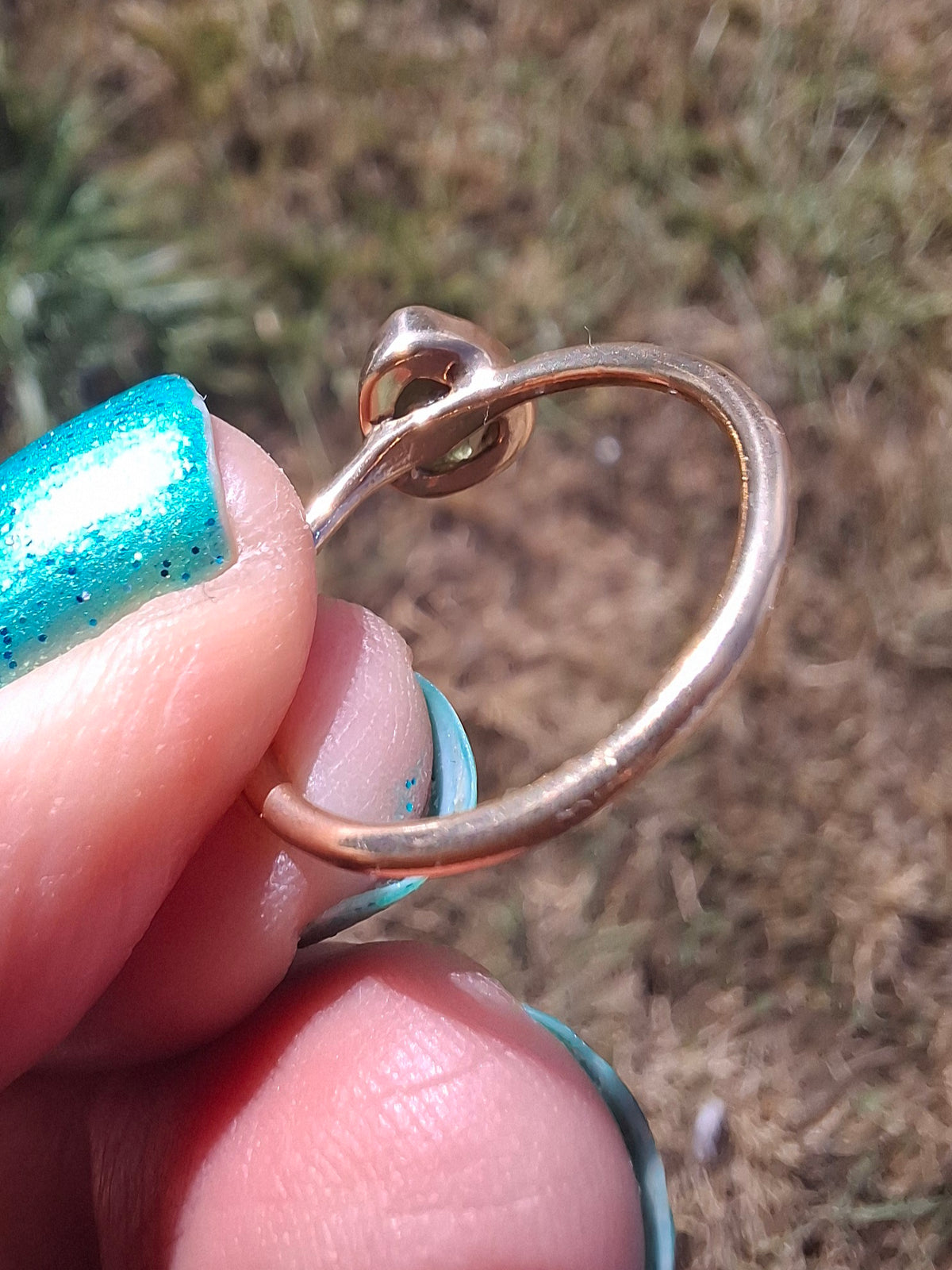 Moldavite Ring, 14K GOLD Plated, size large L, Tektite (Ref: R343)
