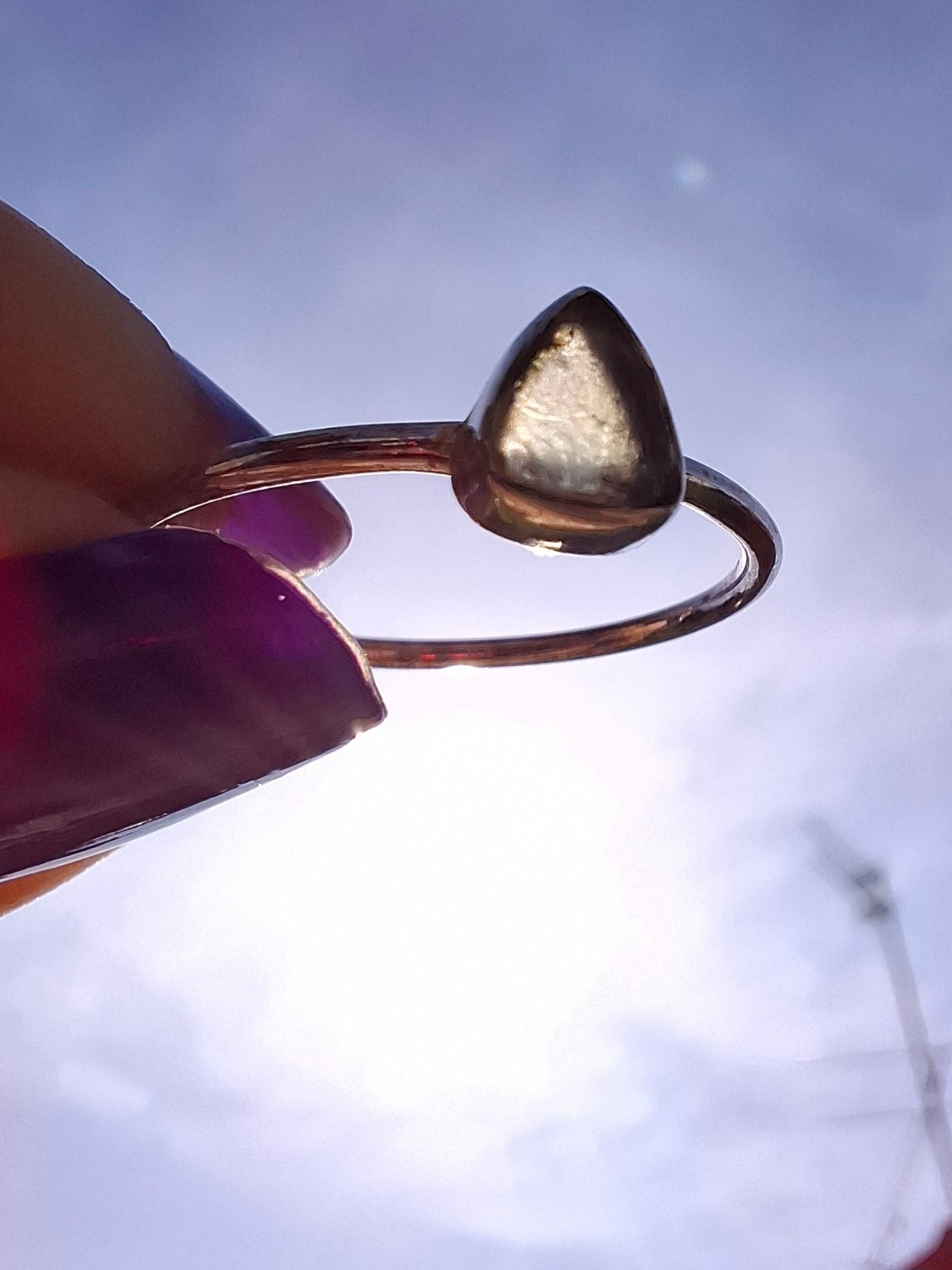 Moldavite Ring, size large R/small S, 925 Silver, Tektite (Ref: R67)