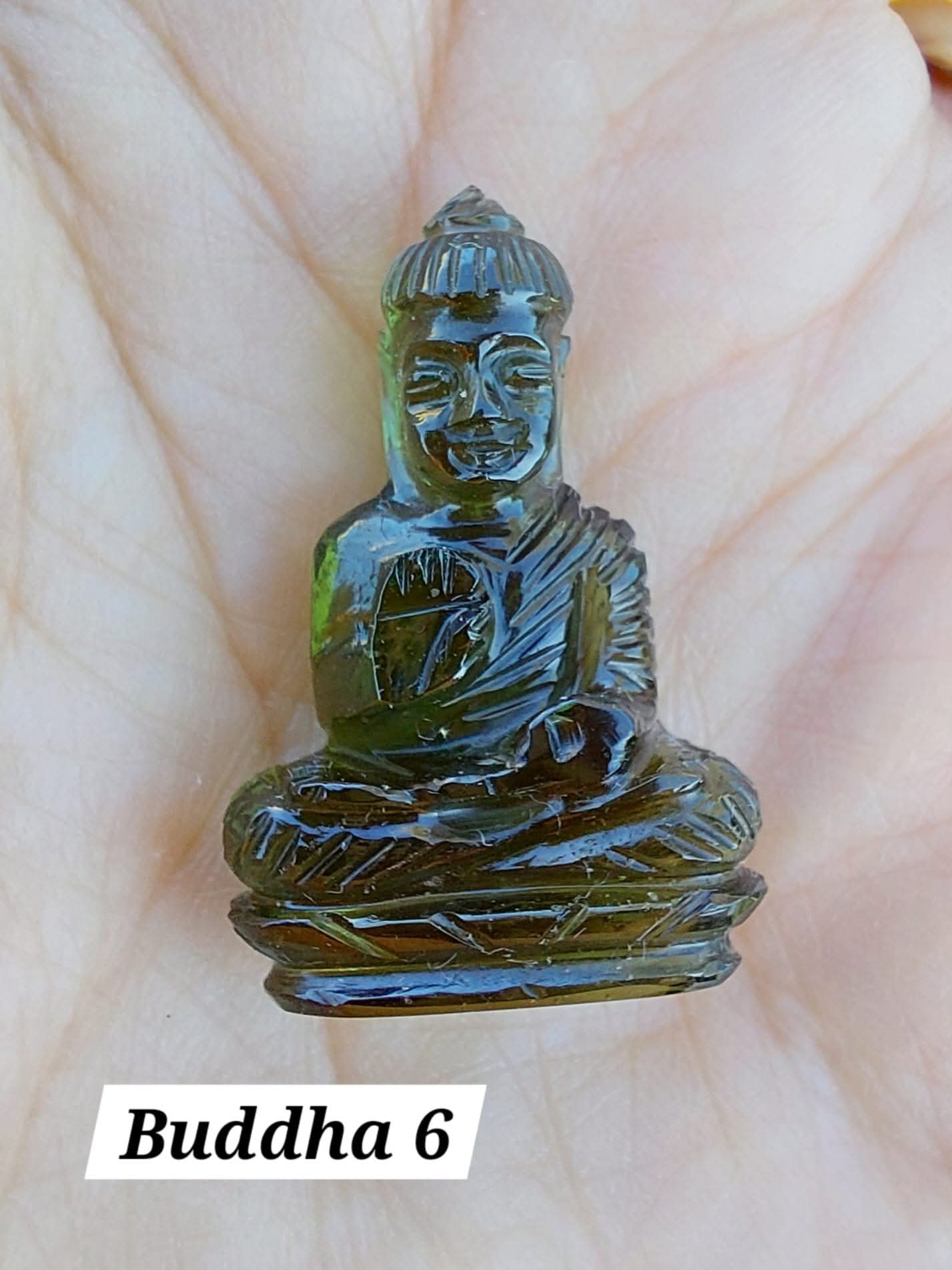 Moldavite BUDDHA Carving, 4.23g, Tektite (Ref: Buddha6)