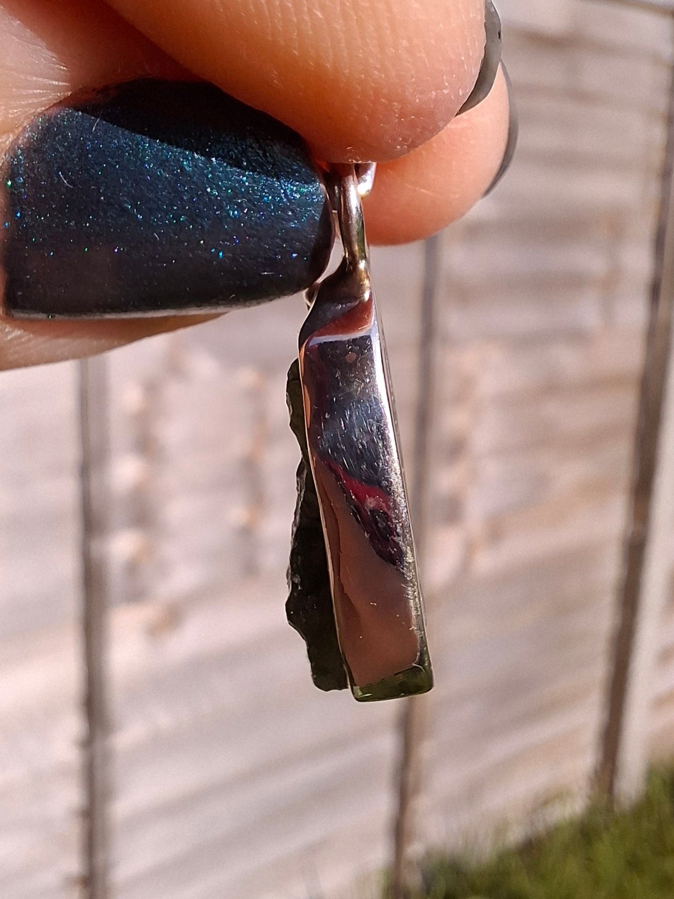 Moldavite Pendant, 925 Silver, Tektite (Ref: P16)