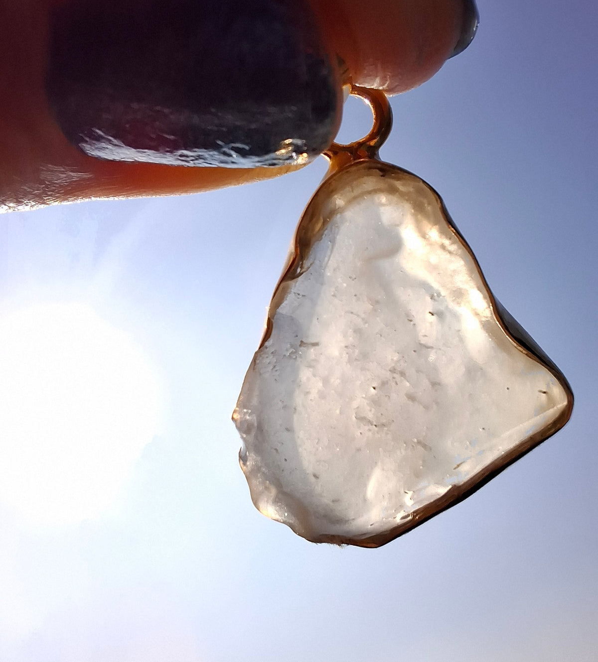 Libyan Desert Glass Pendant, 14K GOLD Plated, Tektite (Ref: LP121)