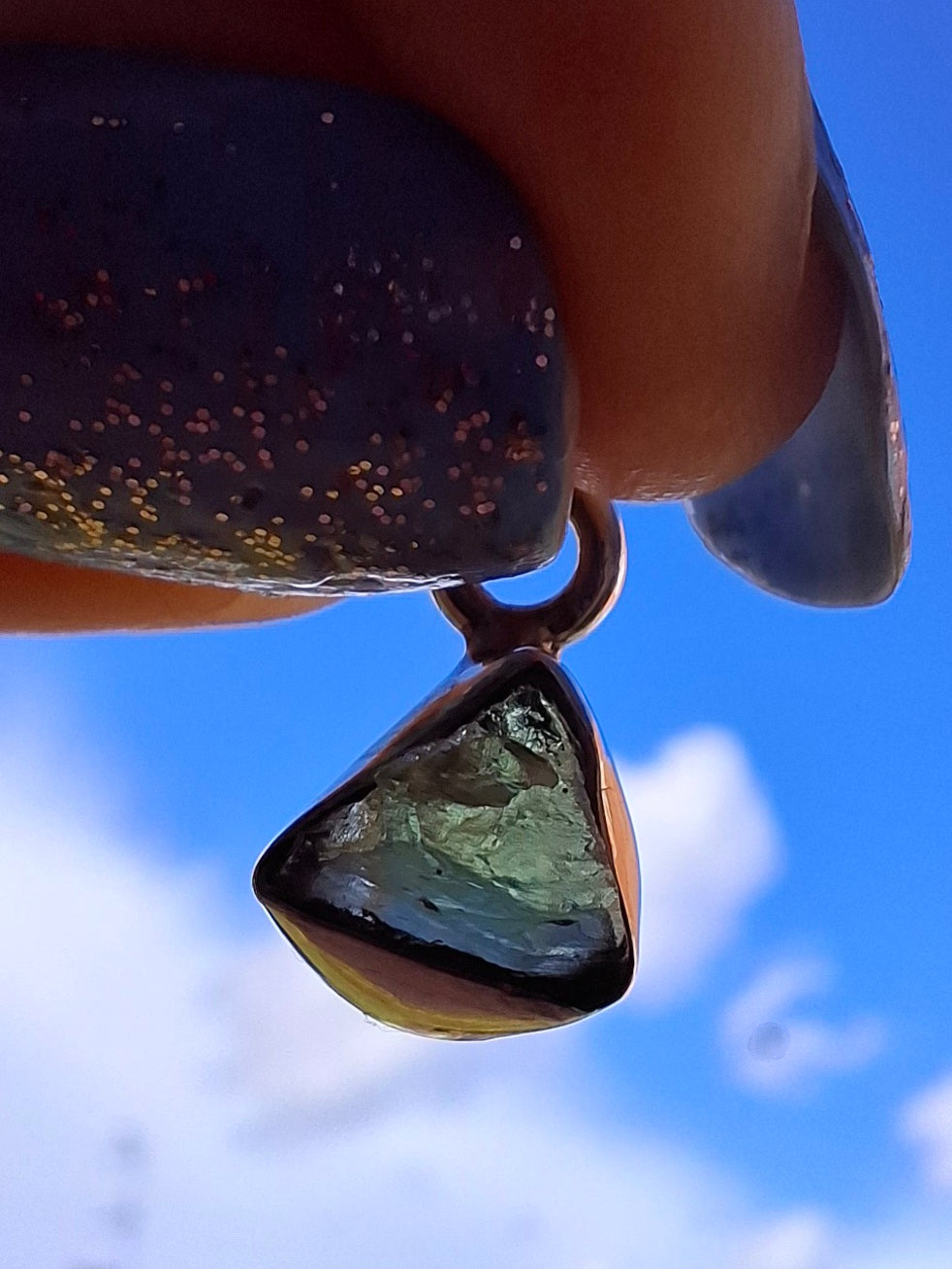 Moldavite Pendant, 925 Silver, Tektite (Ref: P83)