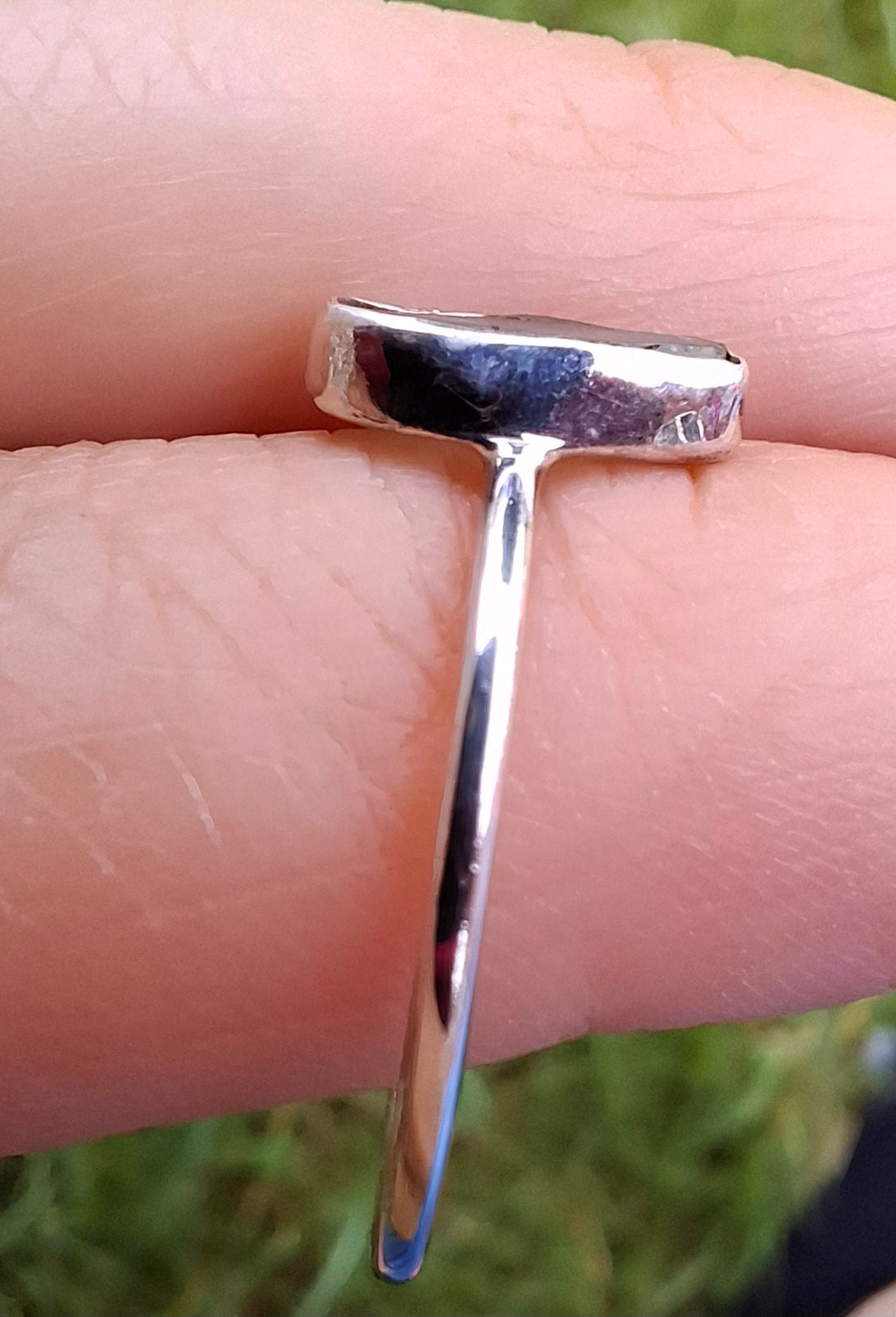 Moldavite Ring, size large R, 925 Silver, Tektite (Ref: R48)