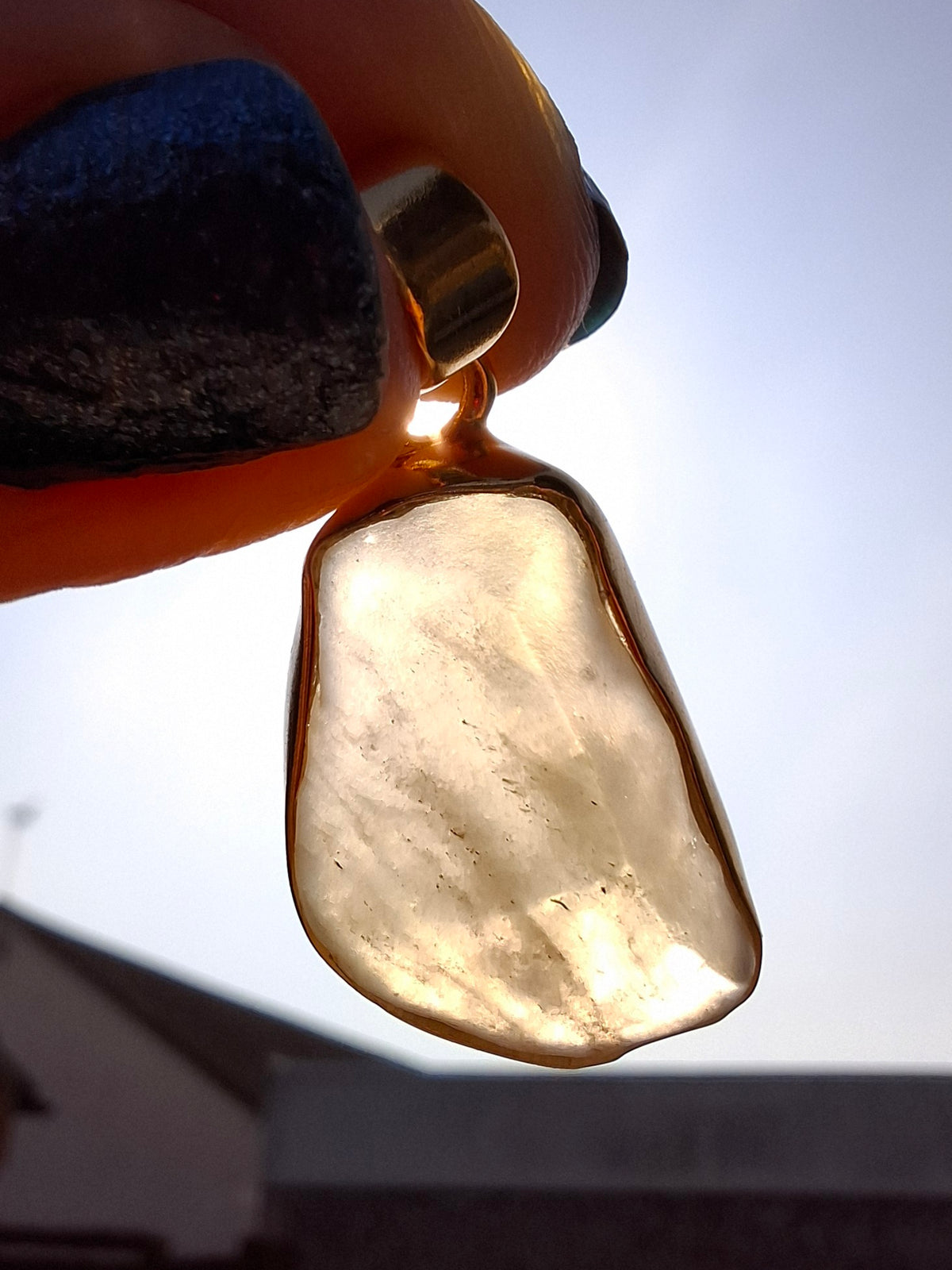 Libyan Desert Glass Pendant, 14K GOLD Plated, Tektite (Ref: LP117)
