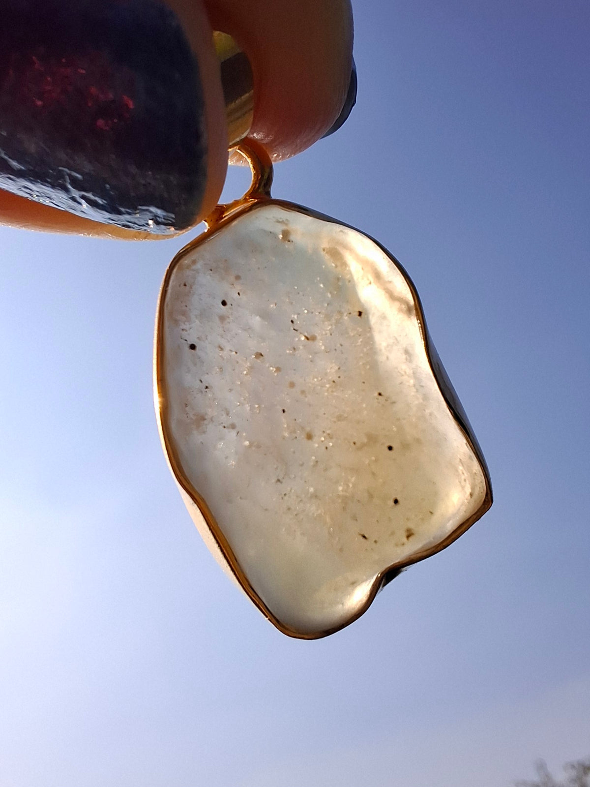 Libyan Desert Glass Pendant, 14K GOLD Plated, Tektite (Ref: LP123)