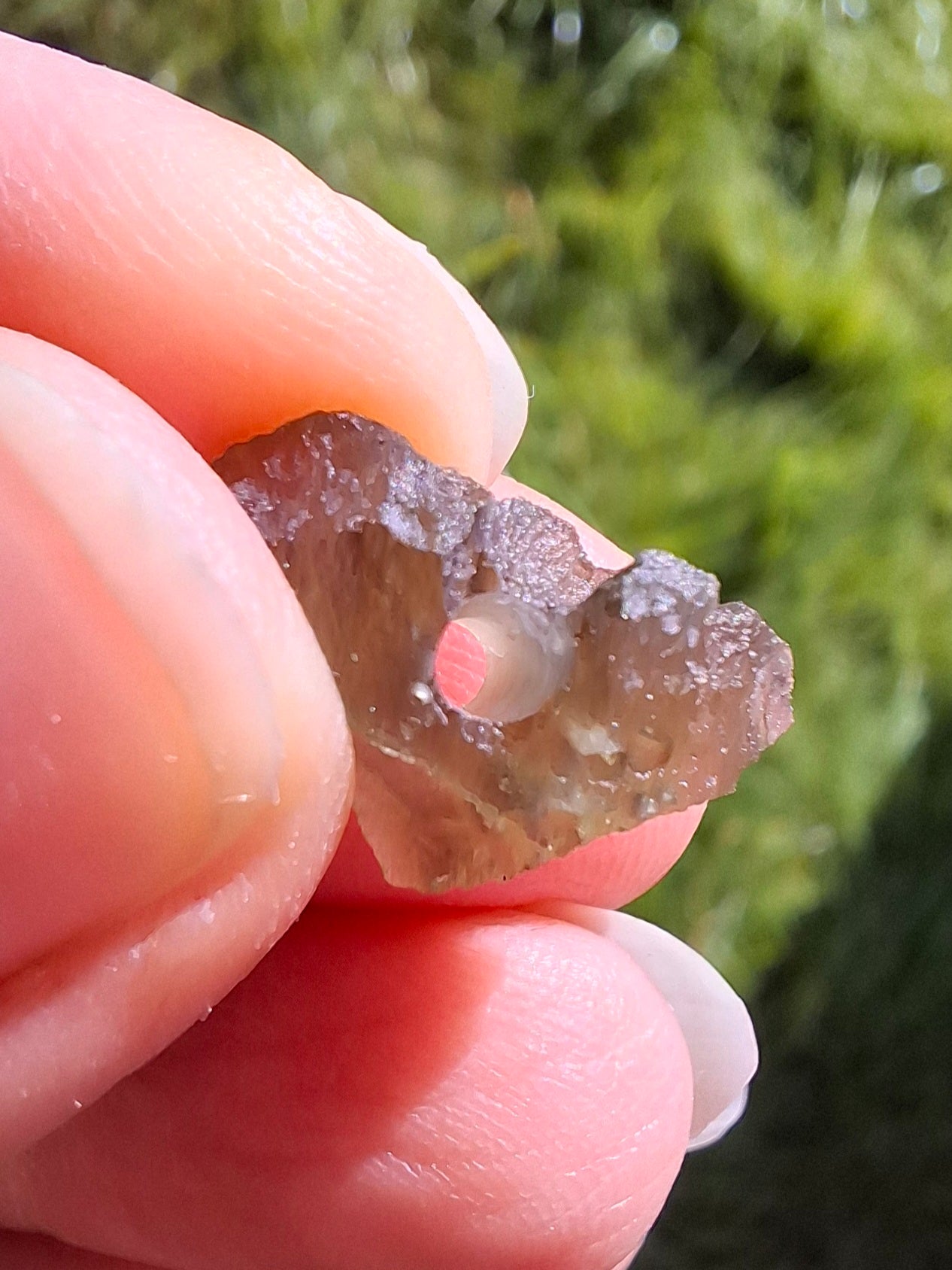 DRILLED, Moldavite Piece, 0.96g, Tektite (Ref: D27)