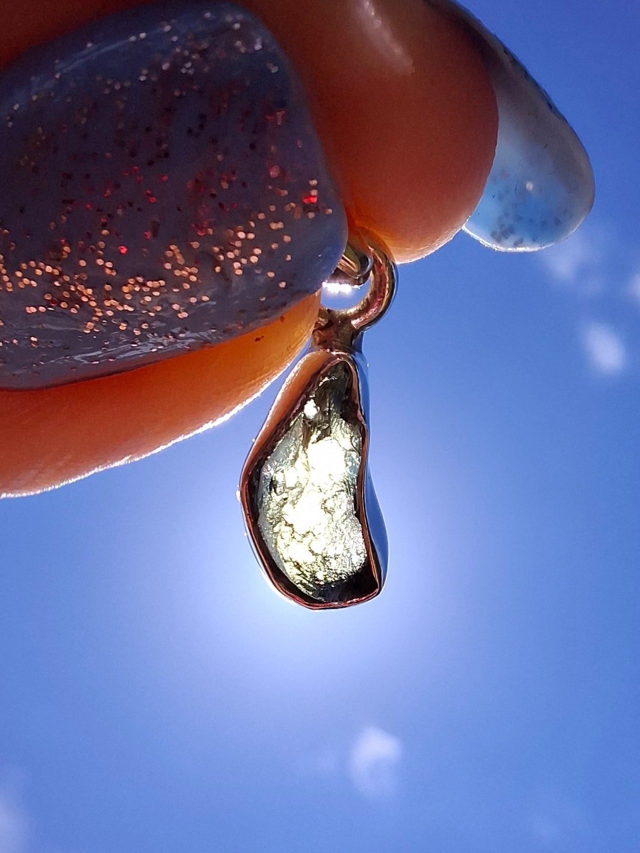 Moldavite Pendant, 925 Silver, Tektite (Ref: P67)