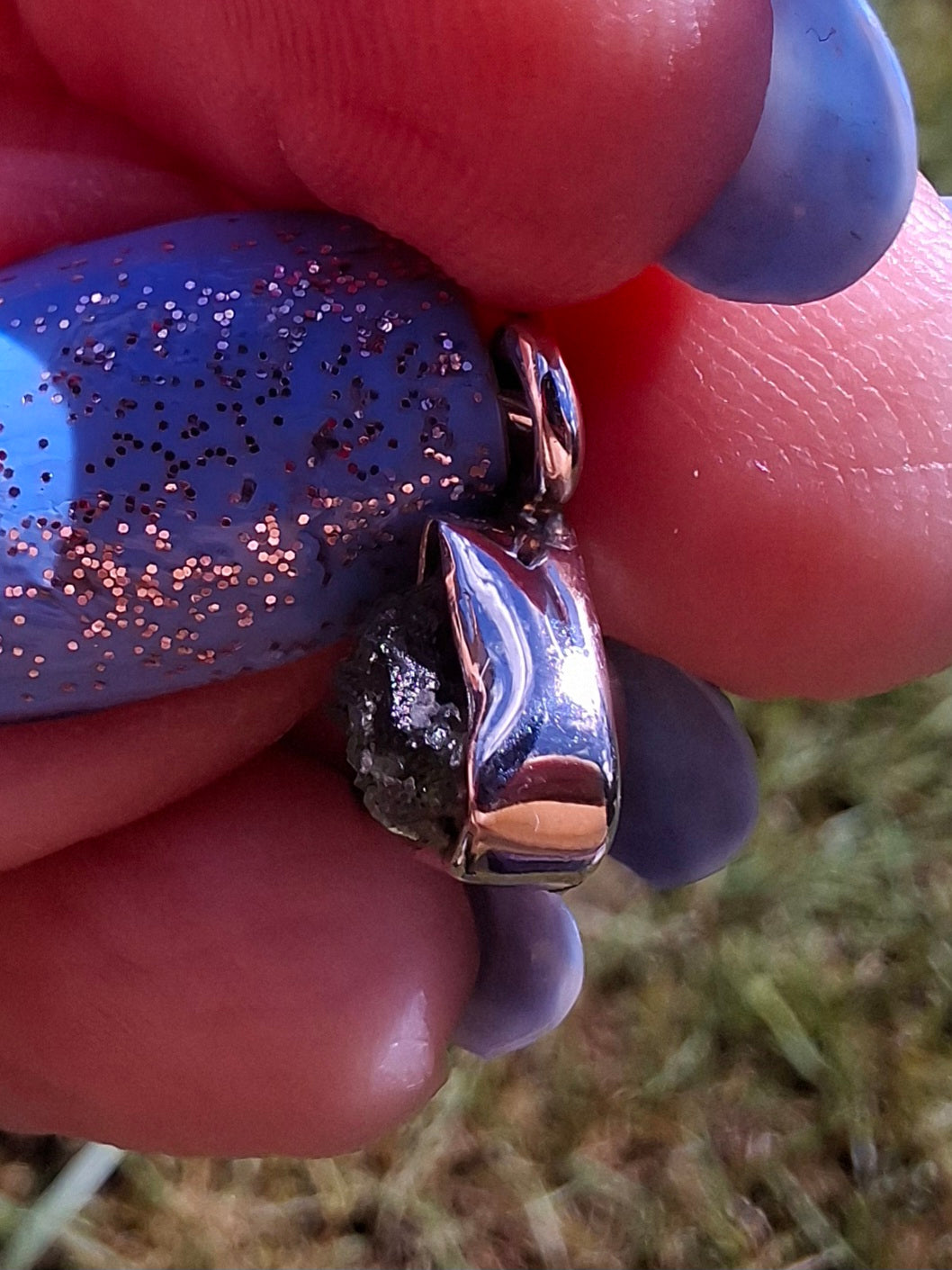 Moldavite Pendant, 925 Silver, Tektite (Ref: P85)