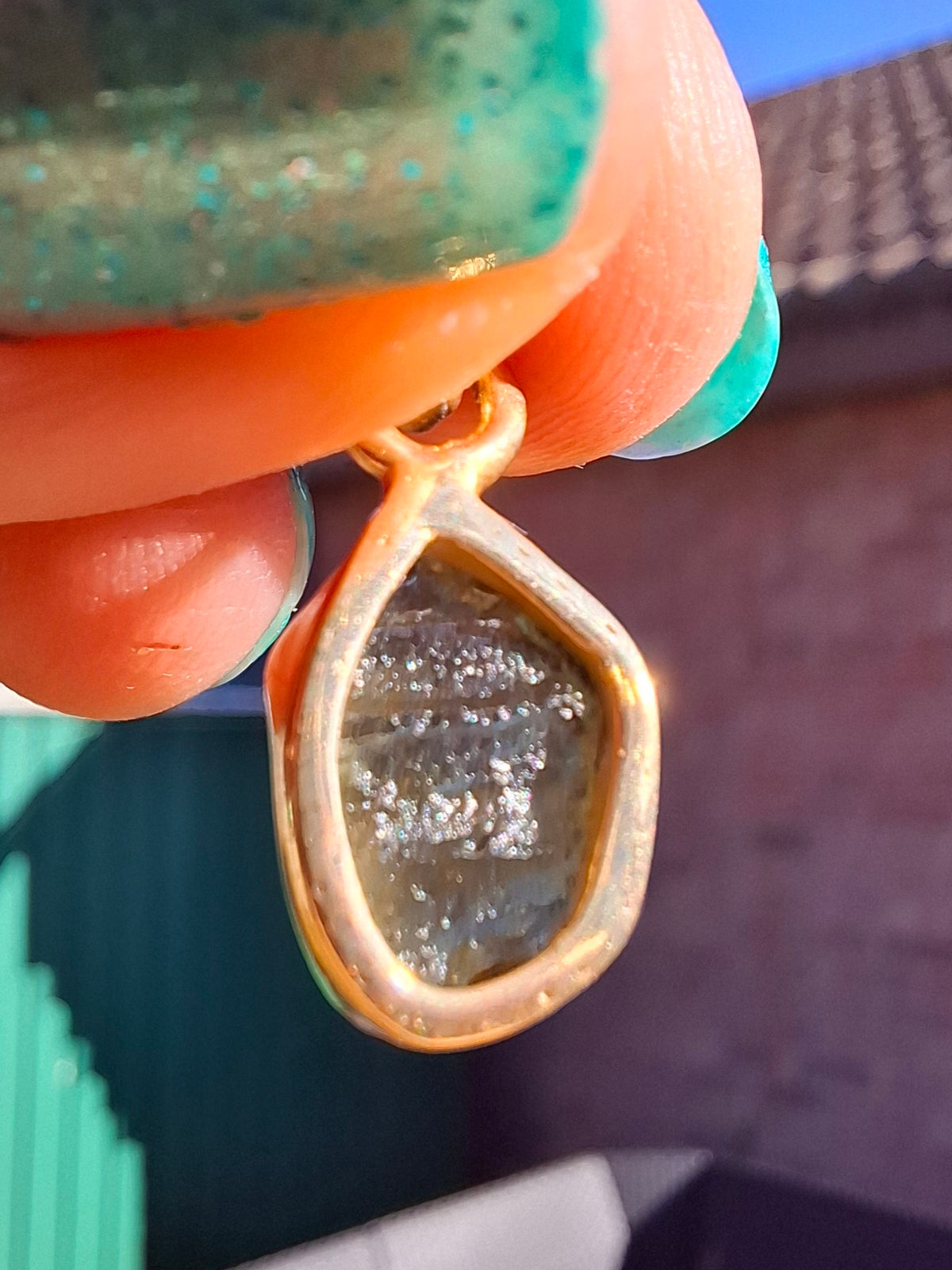 Moldavite Pendant, 14K GOLD Plated, Tektite (Ref: P447)