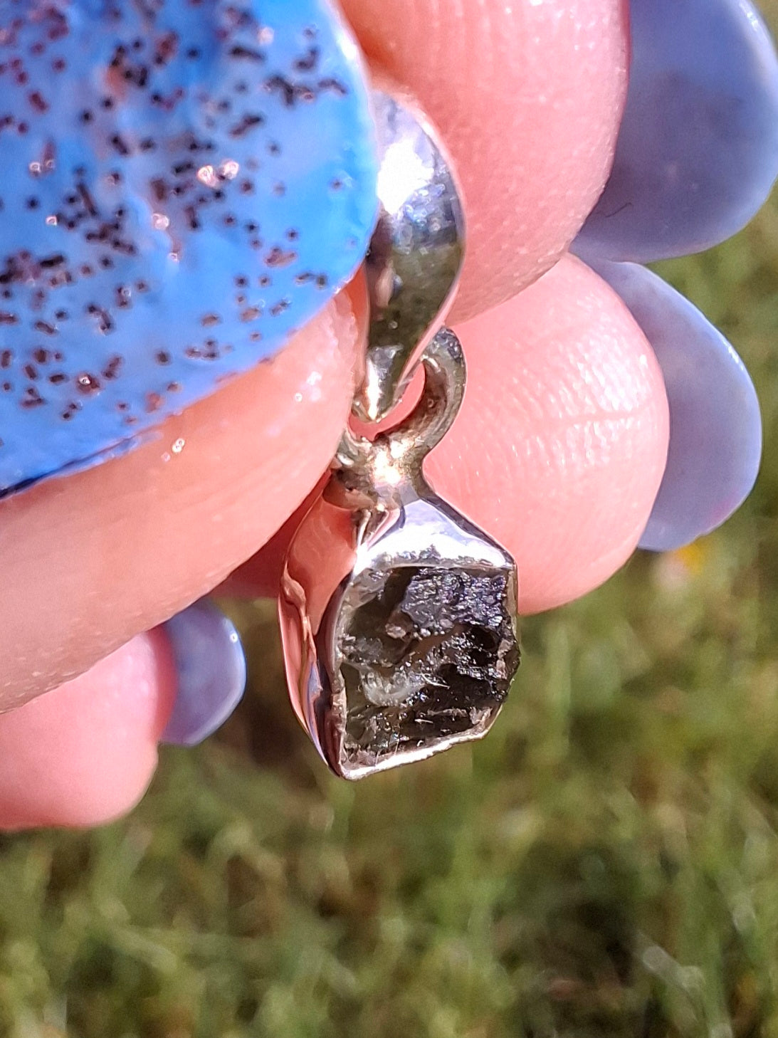 Moldavite Pendant, 925 Silver, Tektite (Ref: P53)