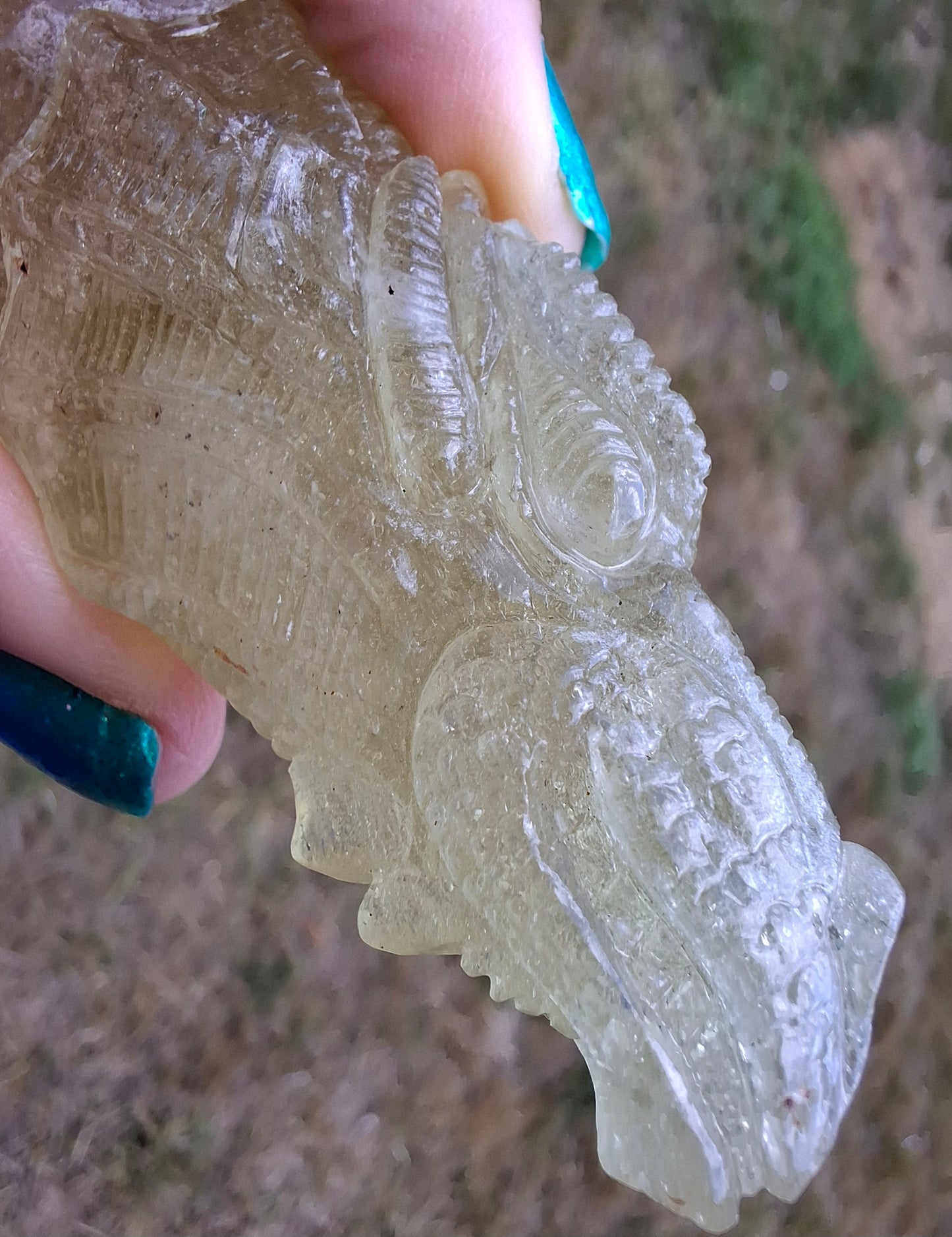 Libyan Desert Glass DRAGON HEAD carving, 48.11g, Tektite (Ref: Dragon4)