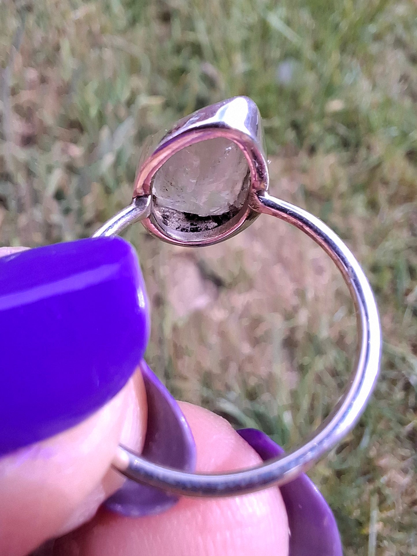Libyan Desert Glass Ring, size large P, 925 Silver, Tektite (Ref: LR34)