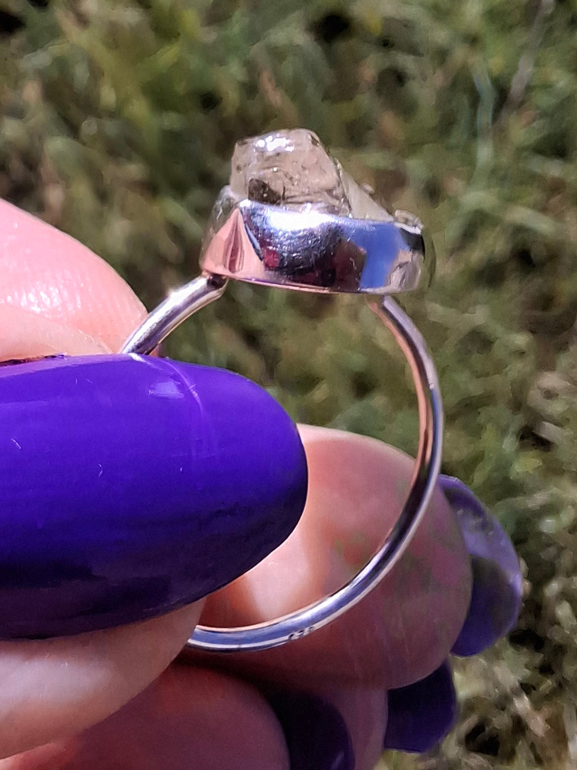Libyan Desert Glass Ring, size large S/small T, 925 Silver, Tektite (Ref: LR47)