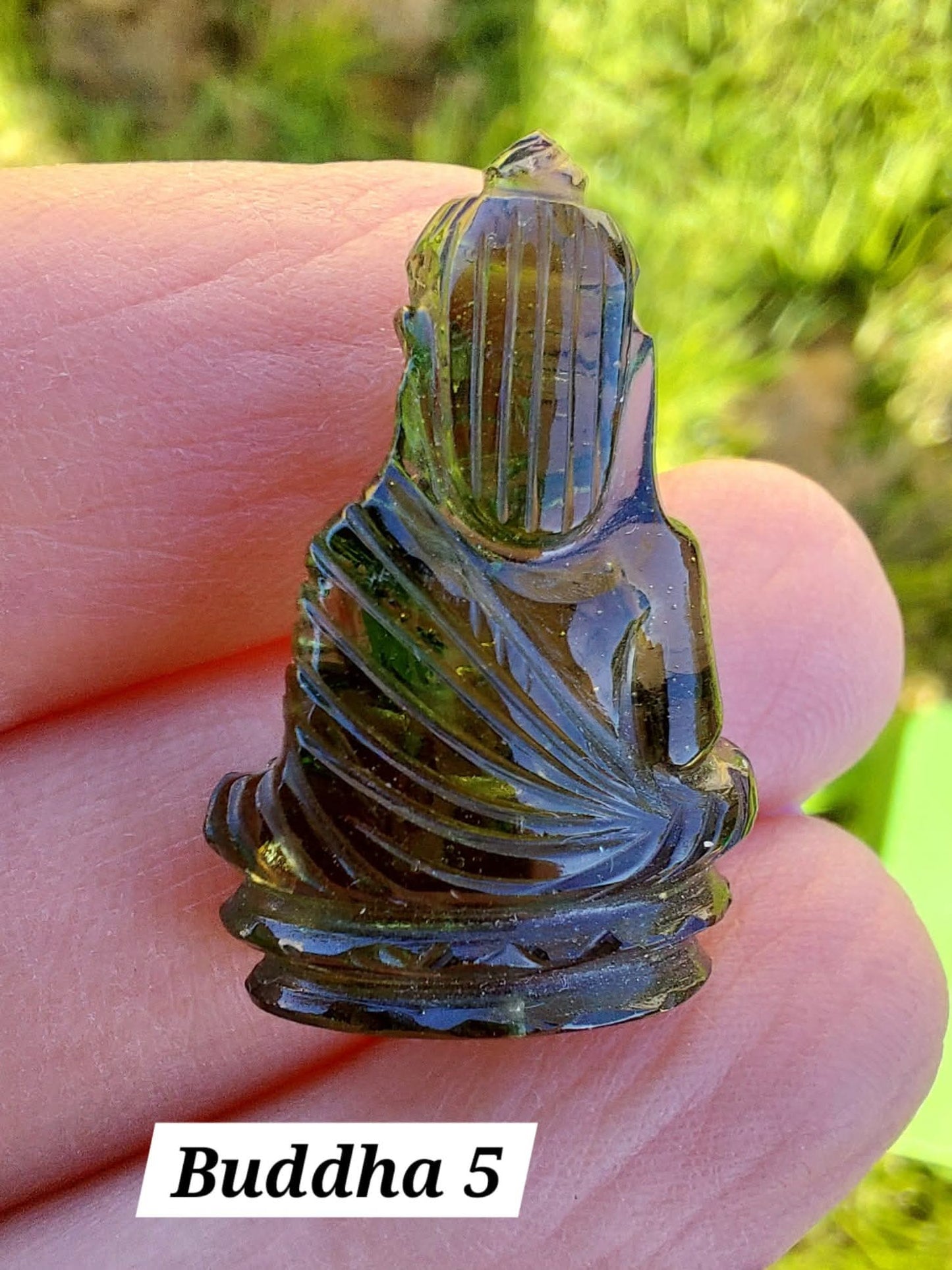 Moldavite BUDDHA Carving, 3.00g, Tektite (Ref: Buddha5)