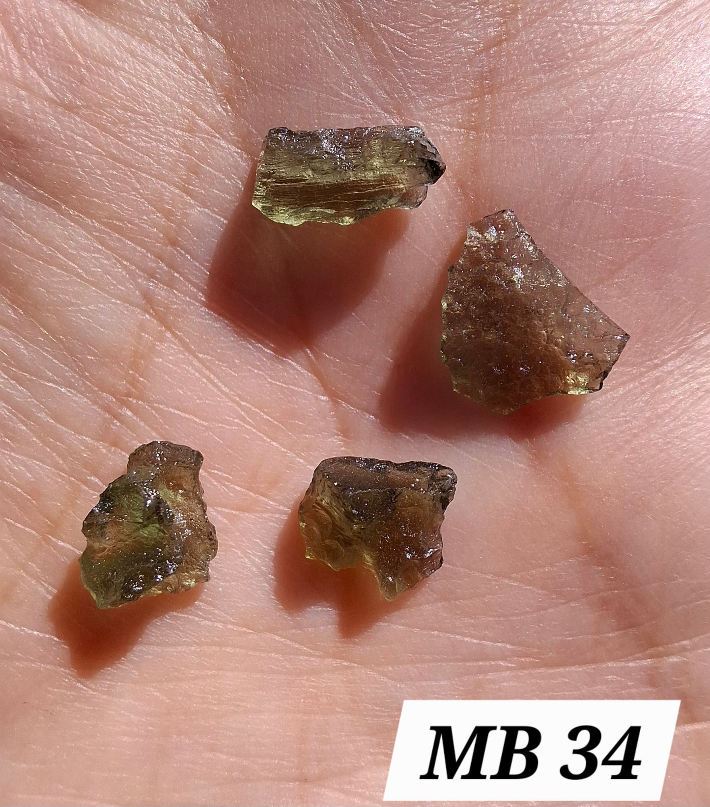 Moldavite chip Bundle, 1g, 4 pcs, Tektite (Ref: MB34)