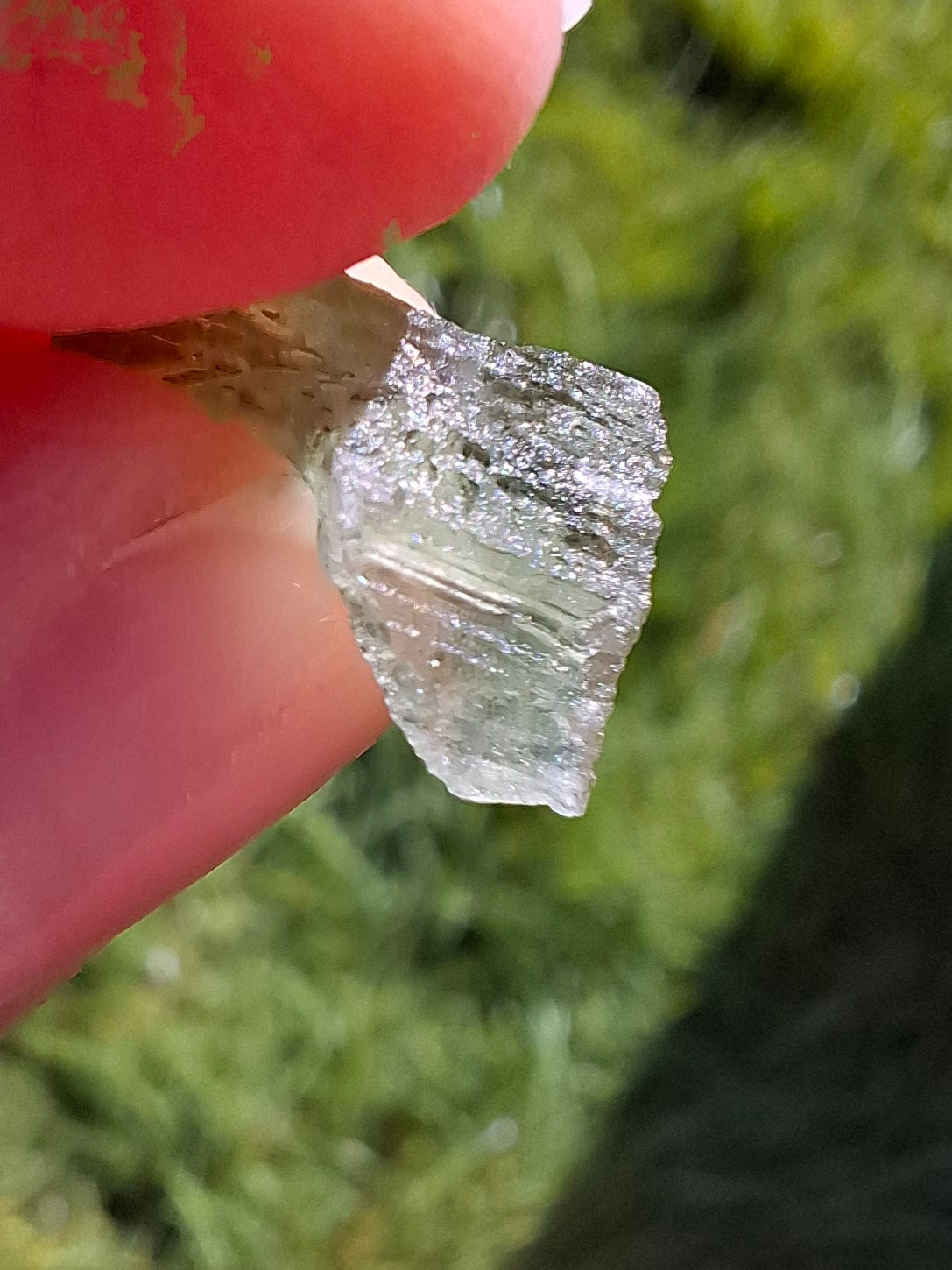 DRILLED, Moldavite Piece, 0.74g, Tektite (Ref: D13)