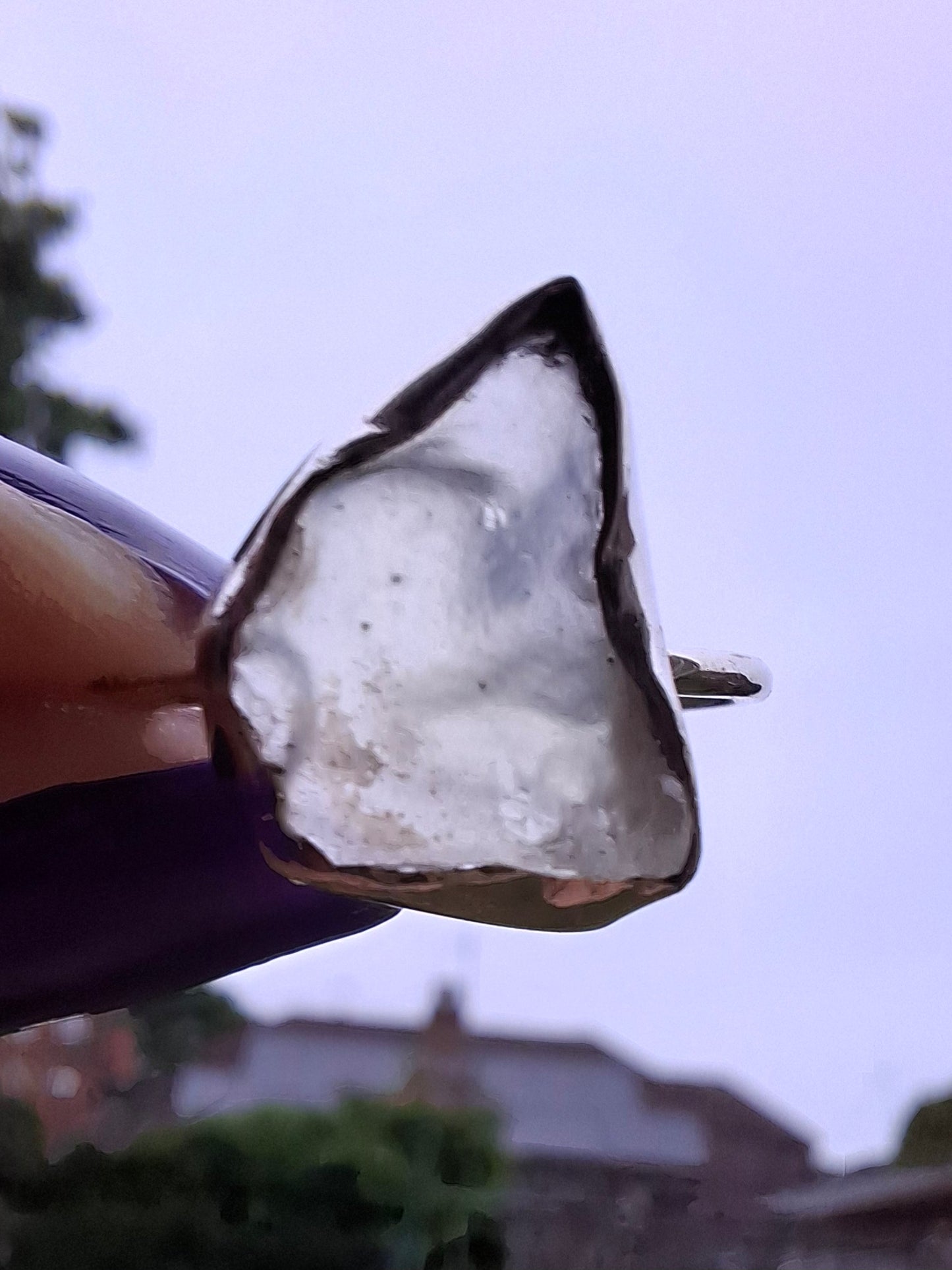 Libyan Desert Glass Ring, size large Q, 925 Silver, Tektite (Ref: LR36)