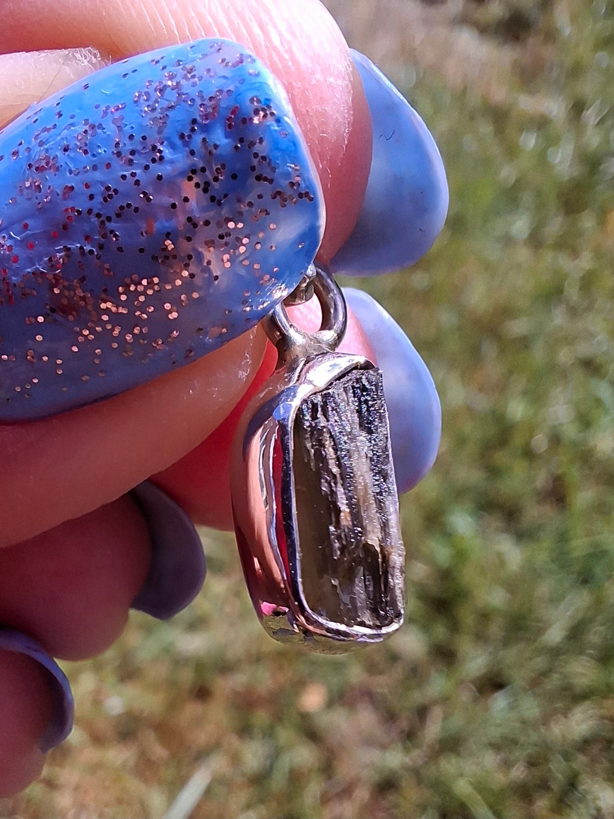 Moldavite Pendant, 925 Silver, Tektite (Ref: P91)