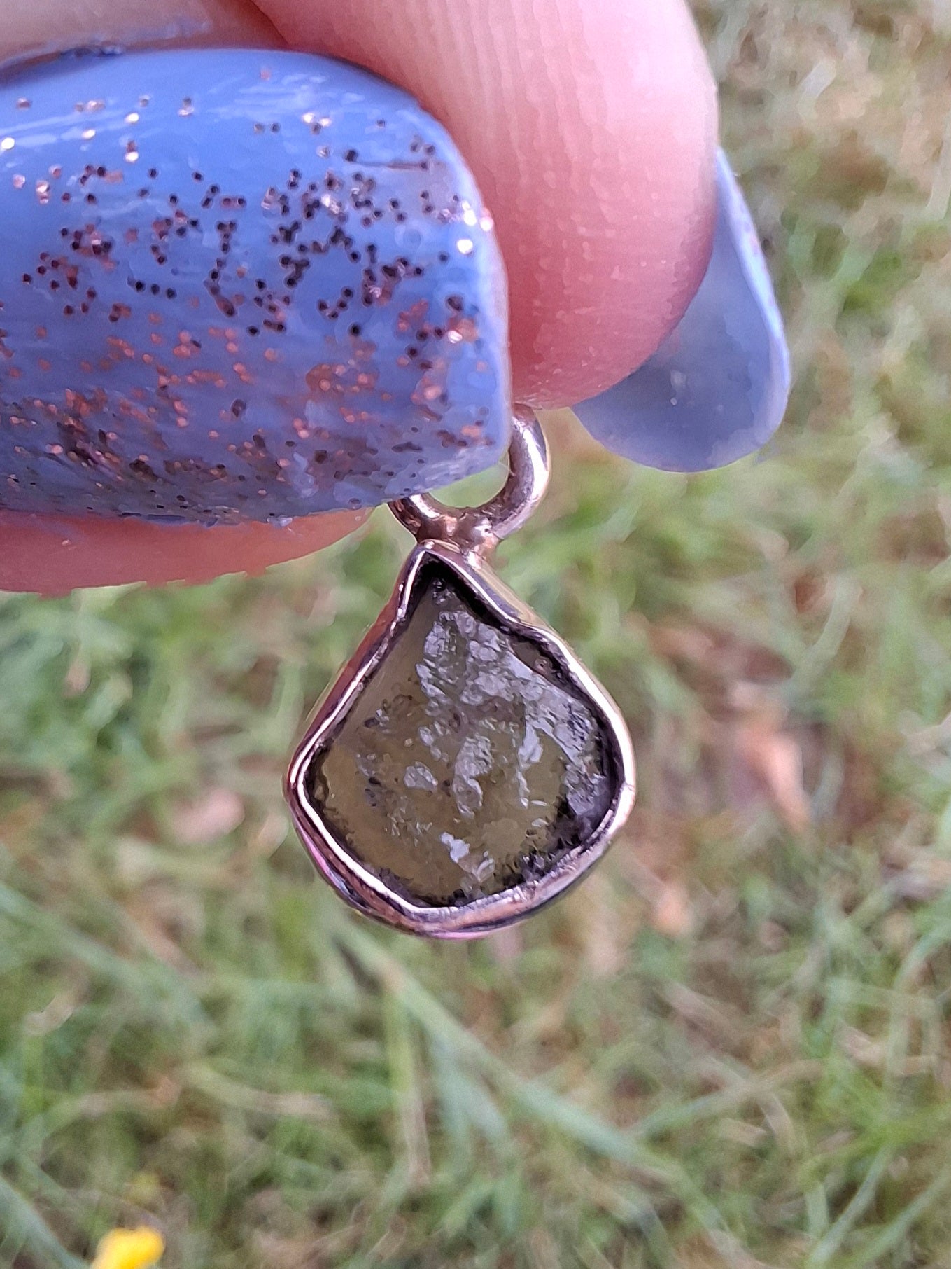 Moldavite Pendant, 925 Silver, Tektite (Ref: P63)