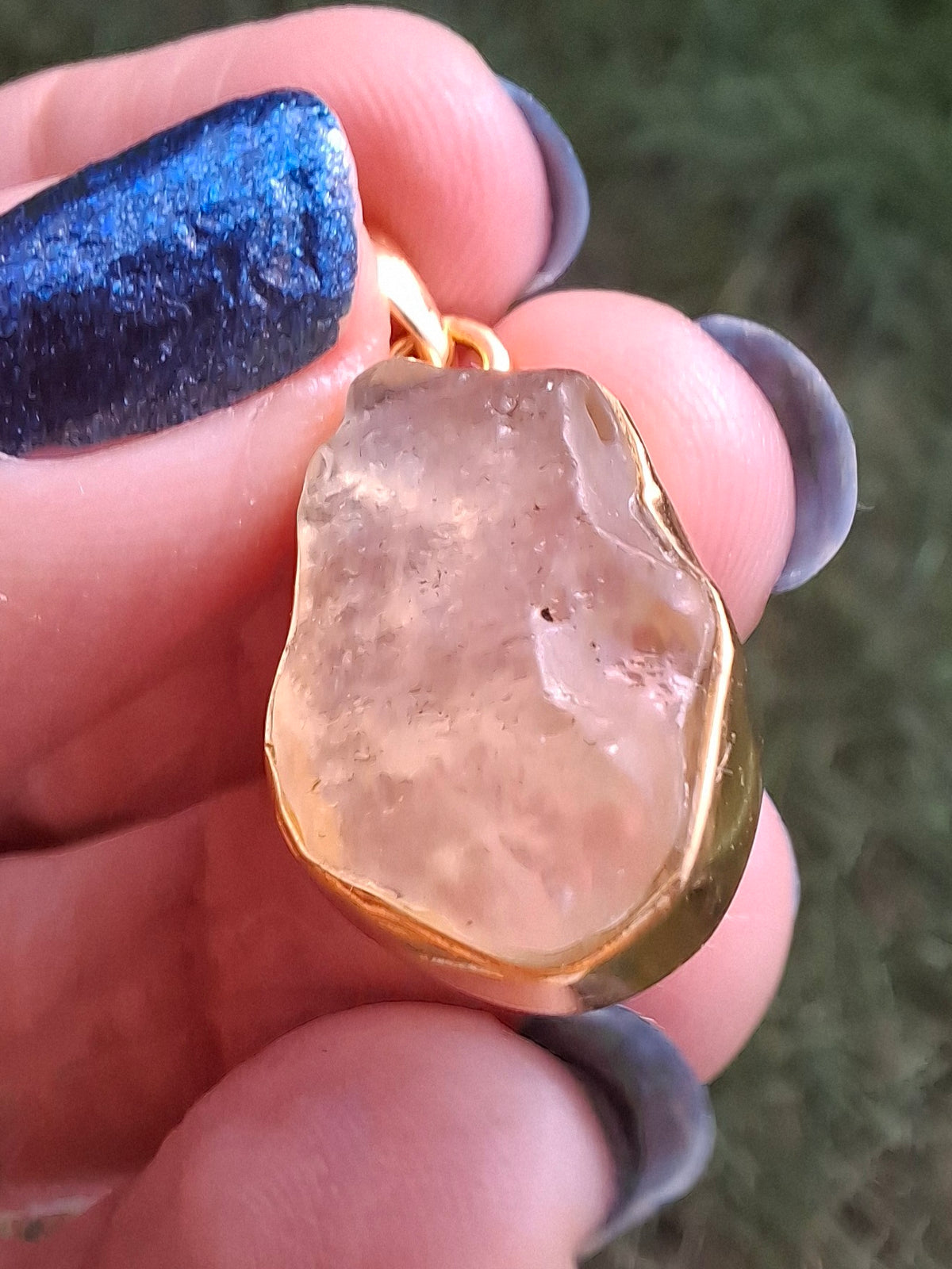 Libyan Desert Glass Pendant, 14K GOLD Plated, Tektite (Ref: LP124)