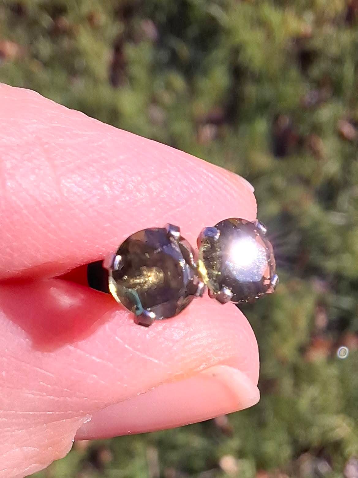 Moldavite (faceted) PLUGS, 5mm, 4G, Surgical Steel, Tektite (Ref: Plug1)