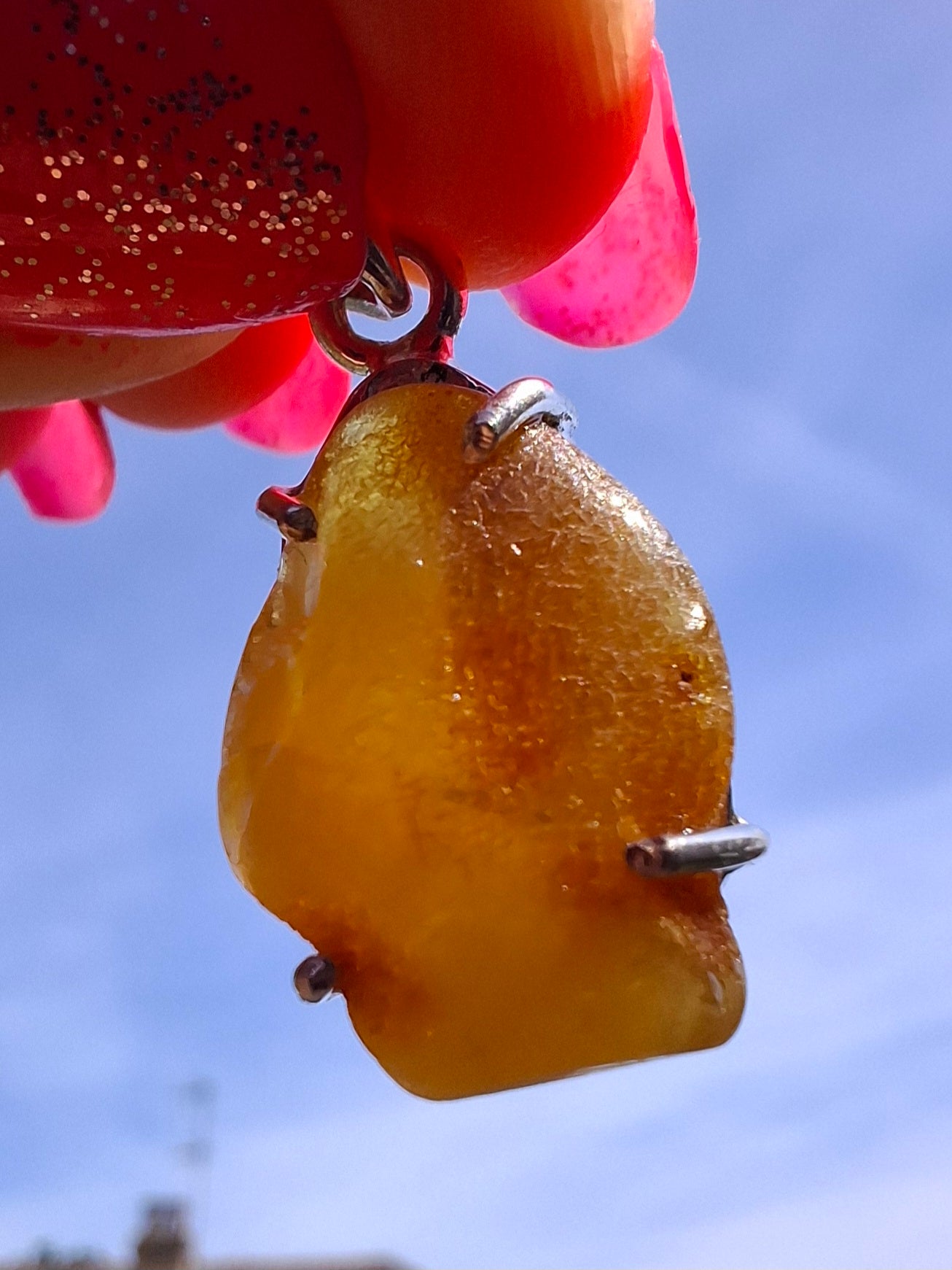 Baltic Amber Pendant, 925 Silver, Fossil (Ref: AP5)