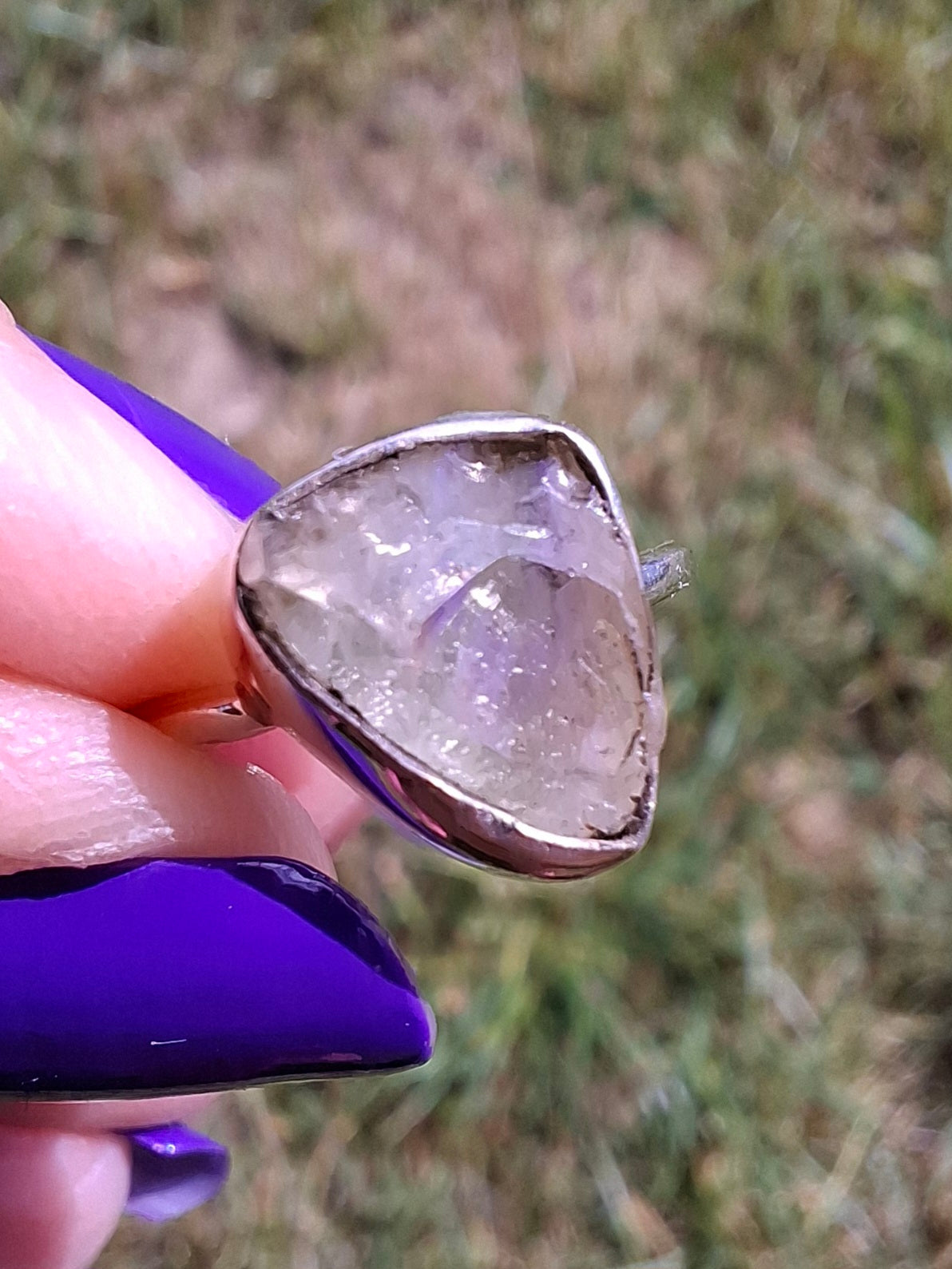 Libyan Desert Glass Ring, size large G, 925 Silver, Tektite (Ref: LR3)