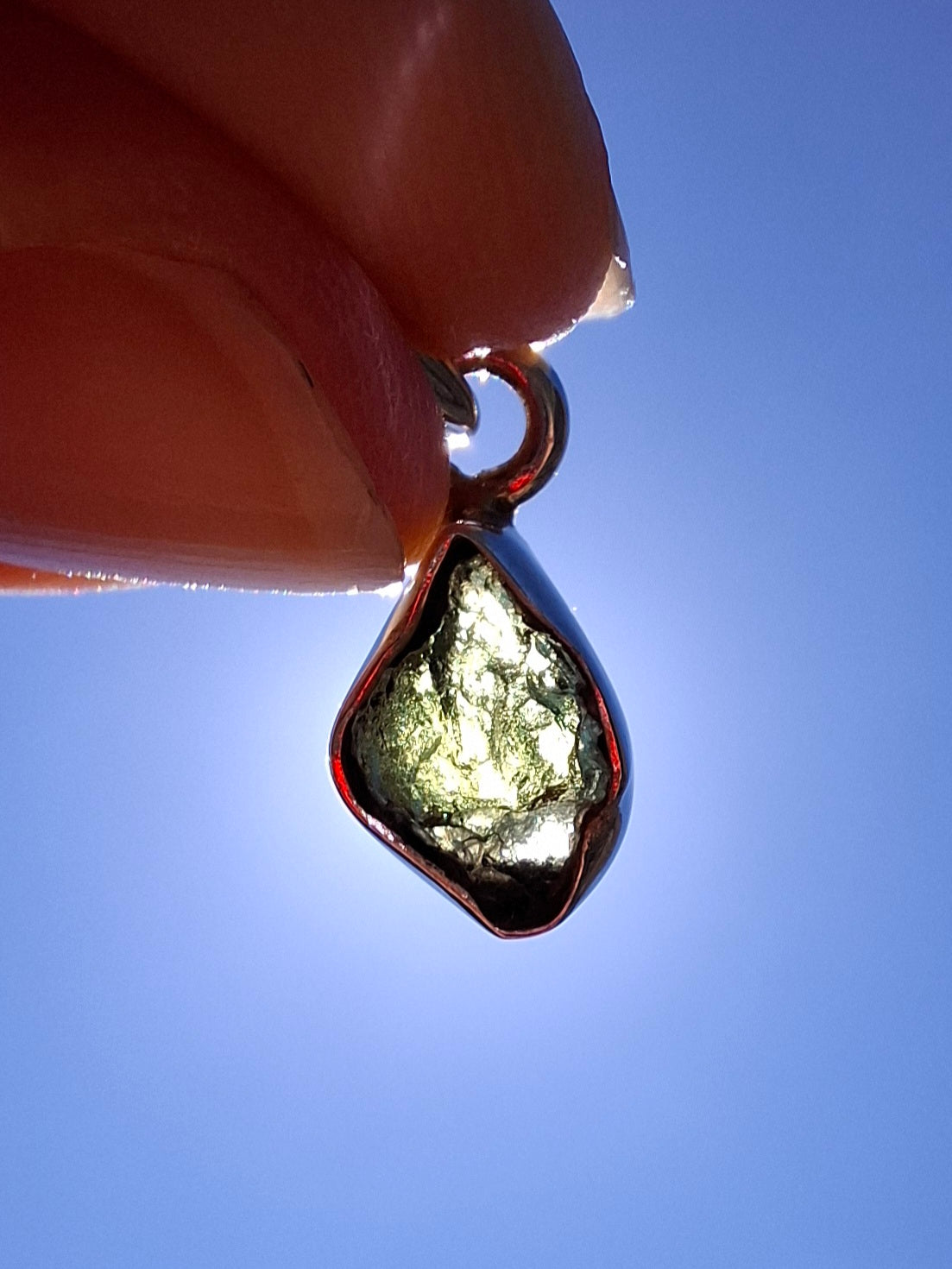 Moldavite Pendant, 925 Silver, Tektite (Ref: P45)