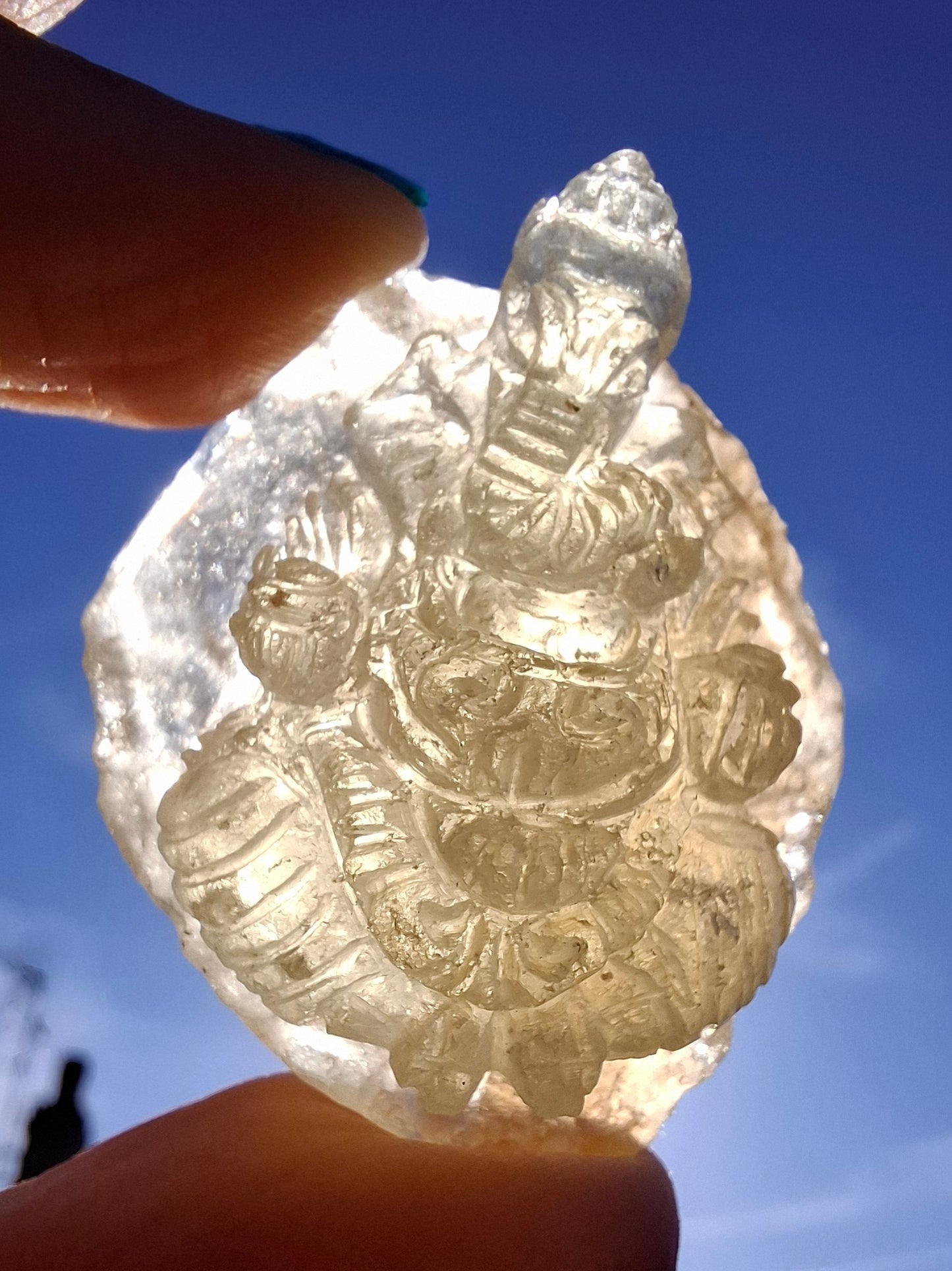 Libyan Desert Glass GANESHA carving, 20.76g, Tektite (Ref: Ganesha4)