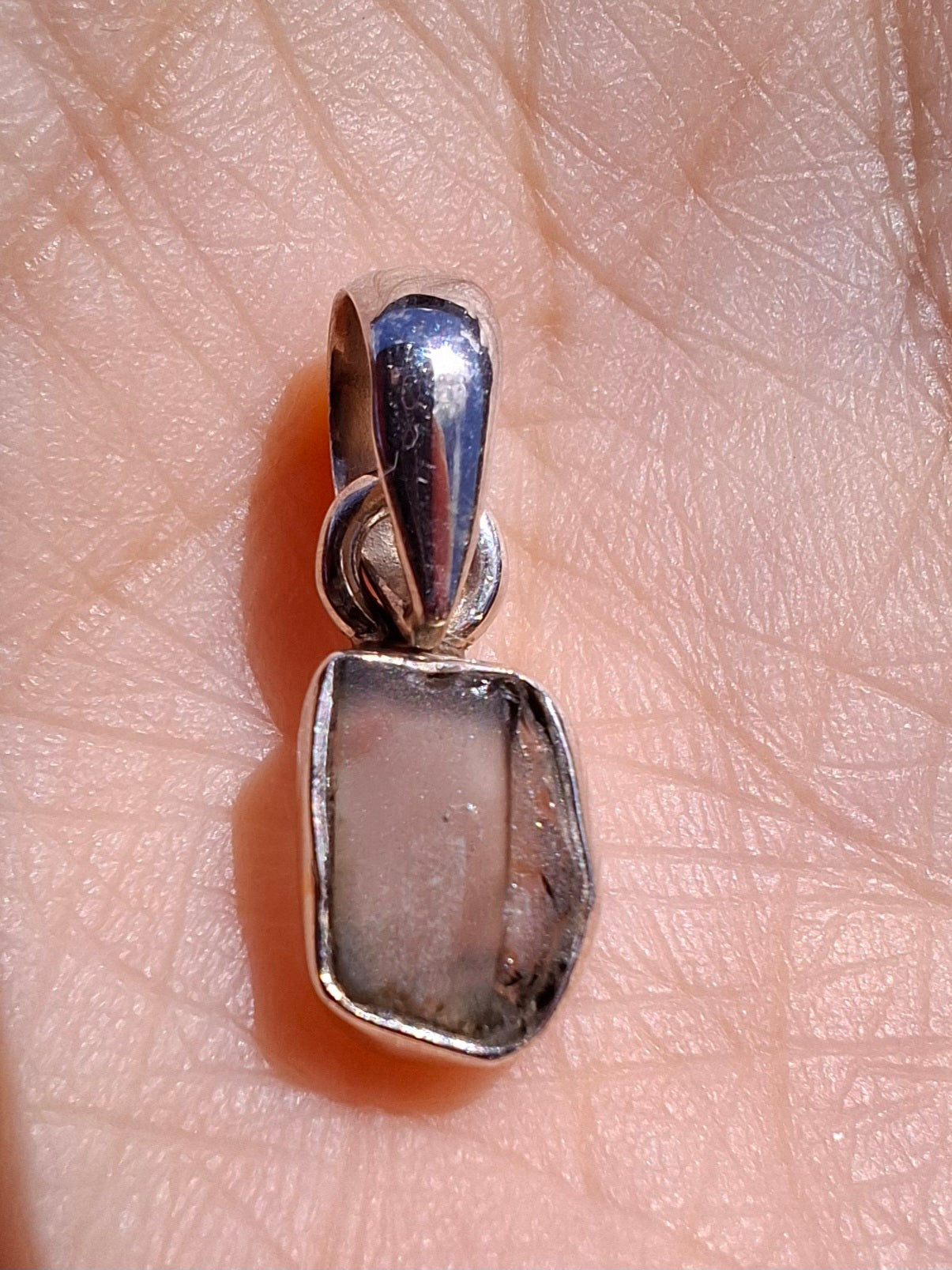 Moldavite Pendant, 925 Silver, Tektite (Ref: P80)