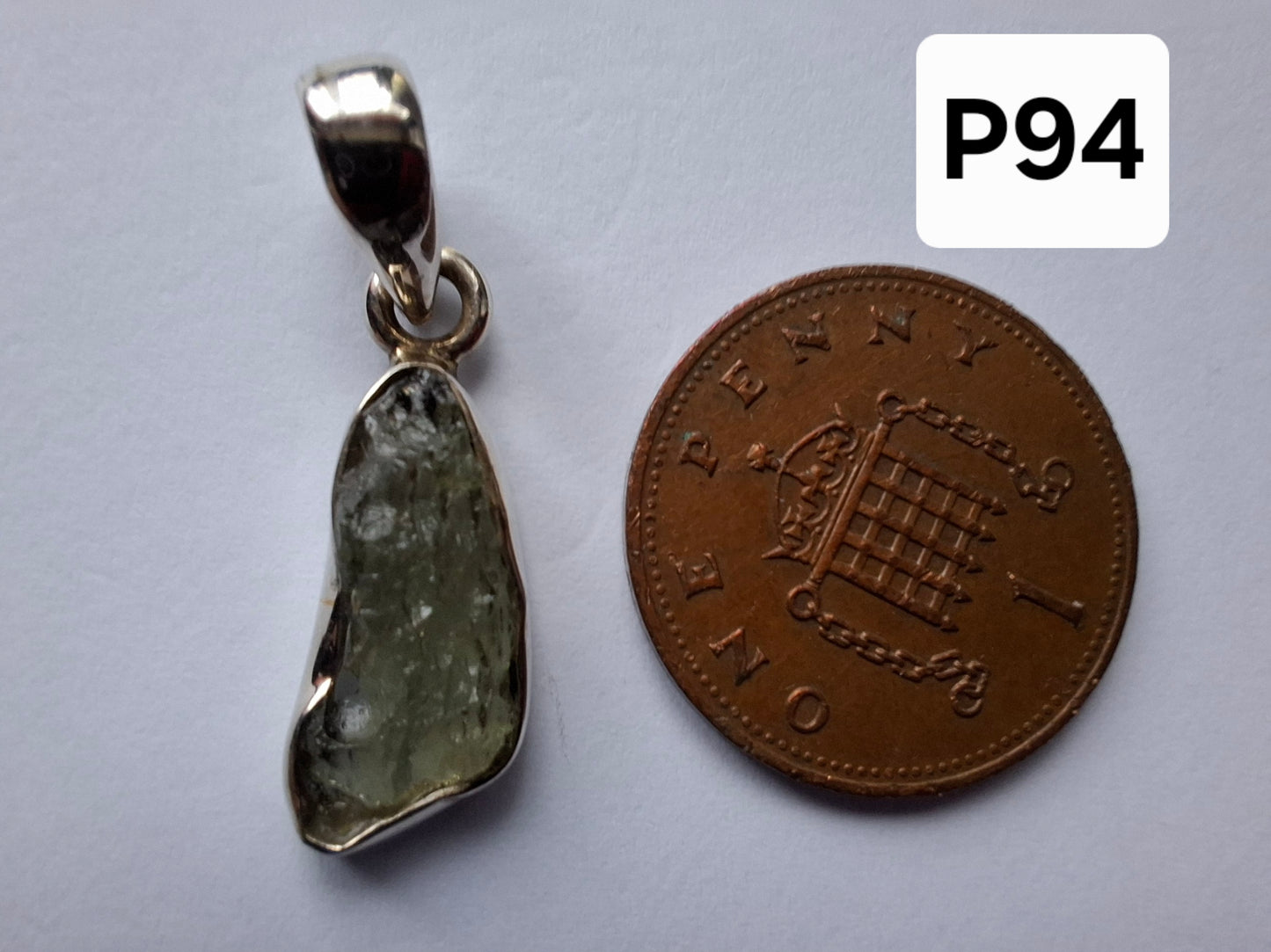 Moldavite Pendant, 925 Silver, Tektite (Ref: P94)