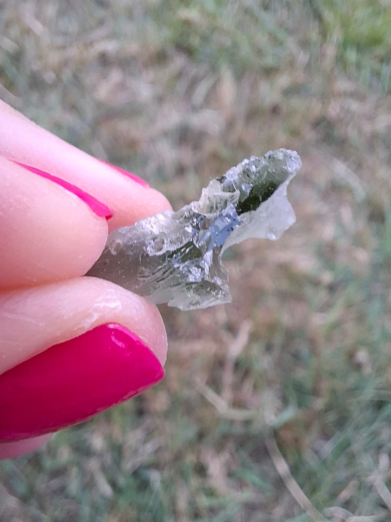 Moldavite Piece, SNOWFLAKE, FROSTED, BRUSNA, 0.92g, Tektite (Ref: 1499)