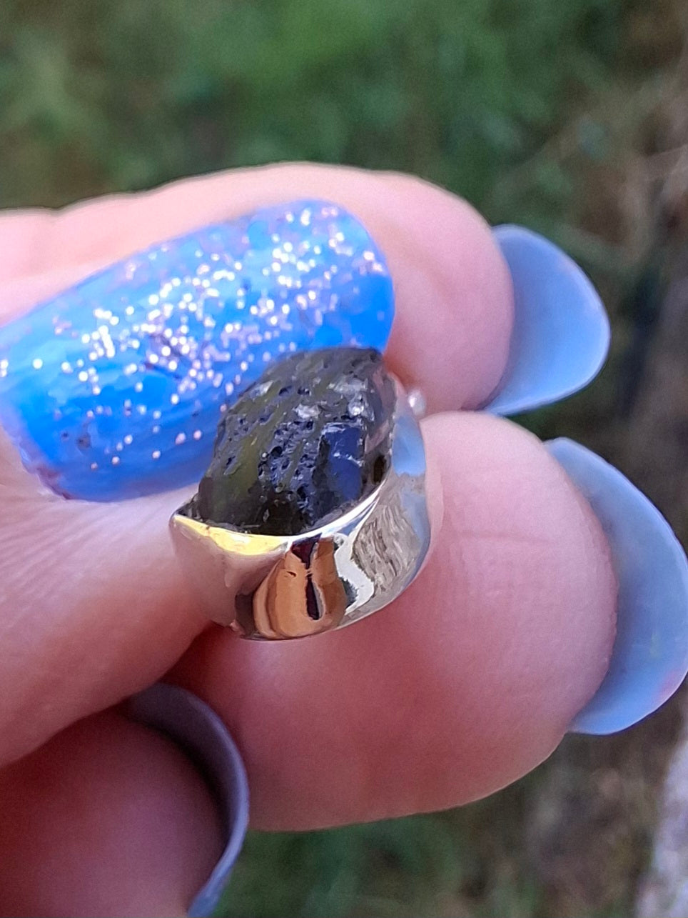Moldavite Pendant, 925 Silver, Tektite (Ref: P79)