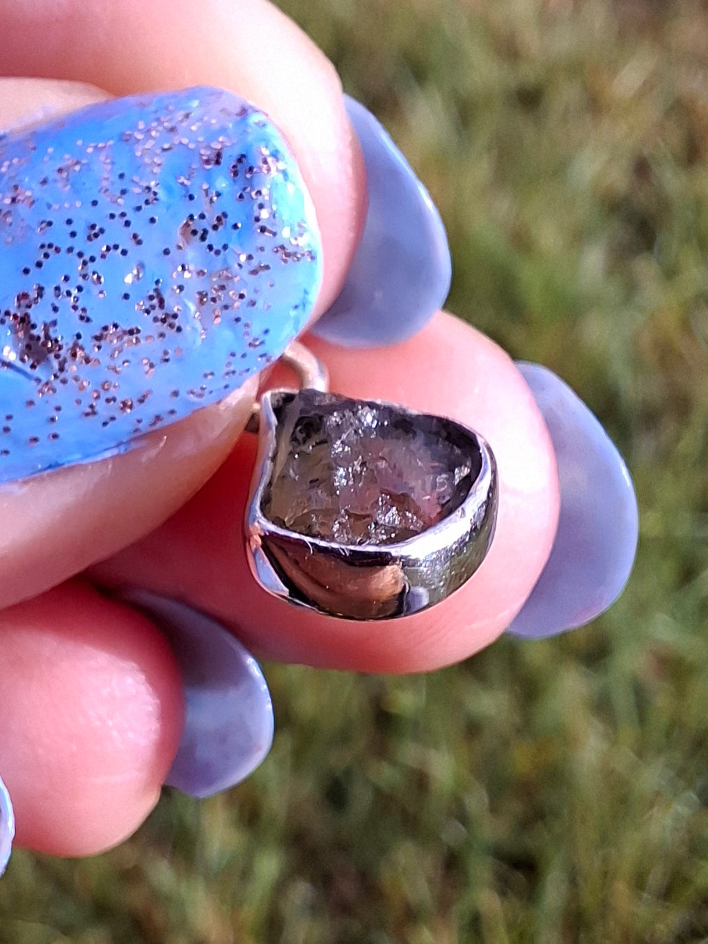 Moldavite Pendant, 925 Silver, Tektite (Ref: P63)