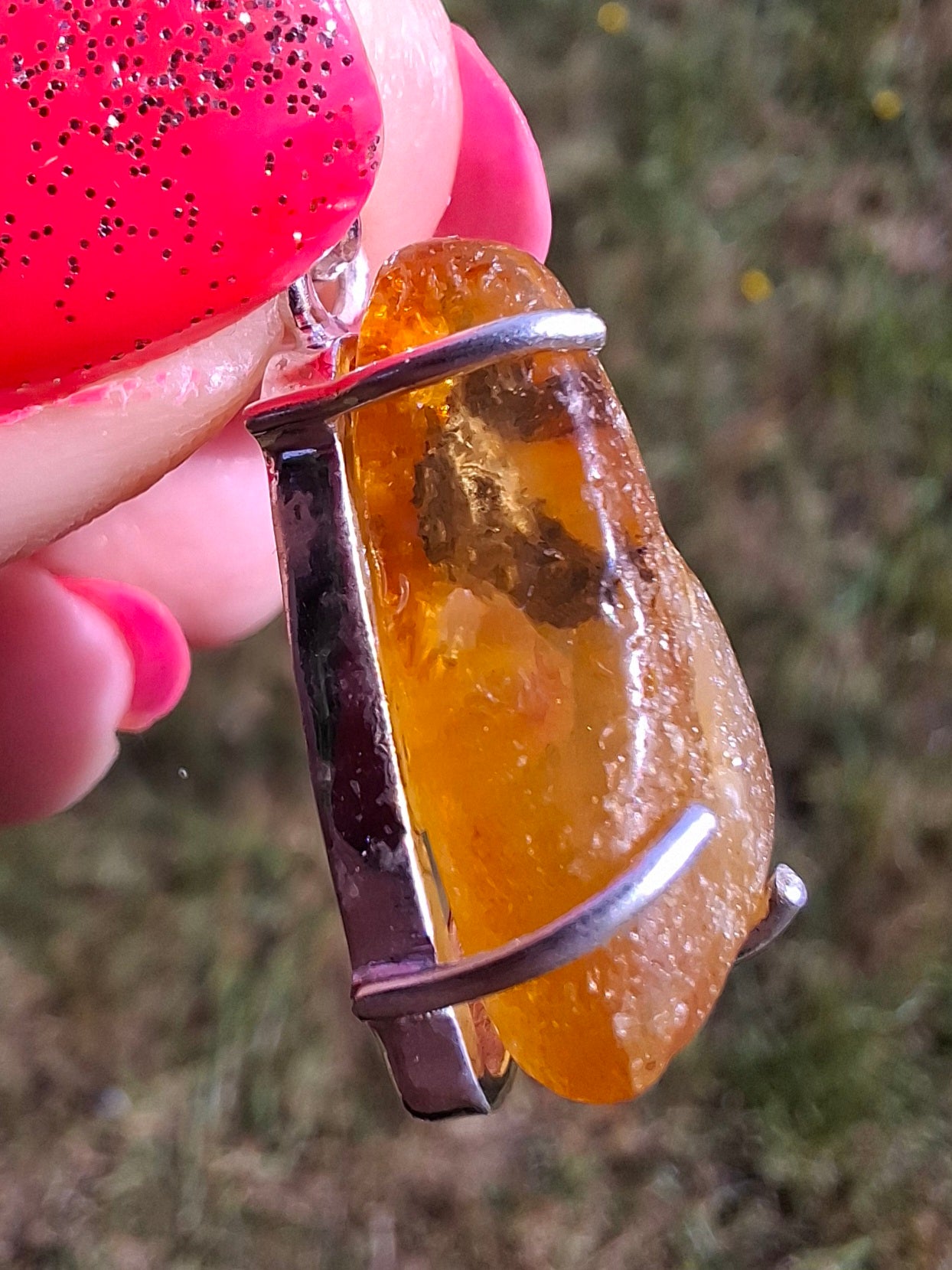 Baltic Amber Pendant, 925 Silver, Fossil (Ref: AP4)