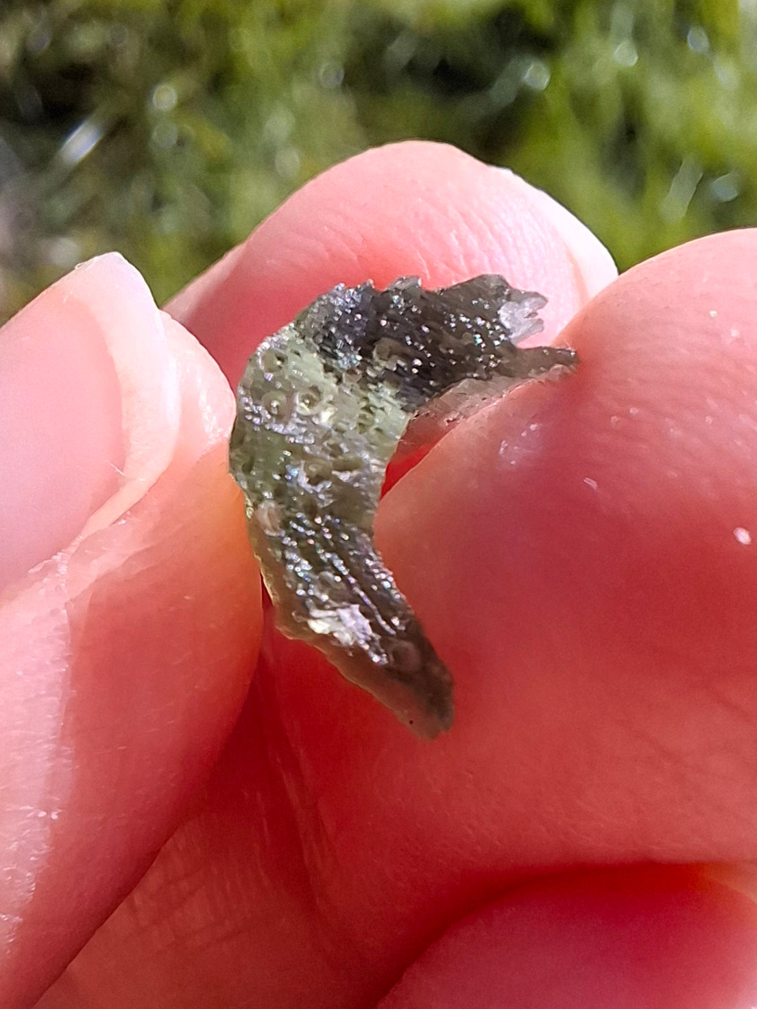 DRILLED, Moldavite Piece, 0.74g, Tektite (Ref: D13)