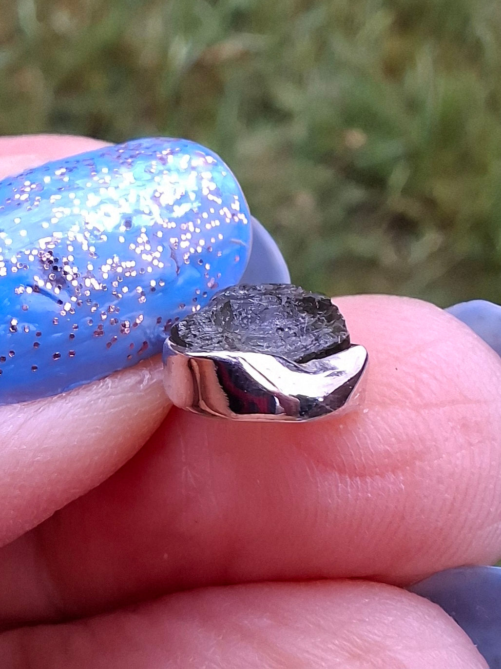 Moldavite Pendant, 925 Silver, Tektite (Ref: P68)