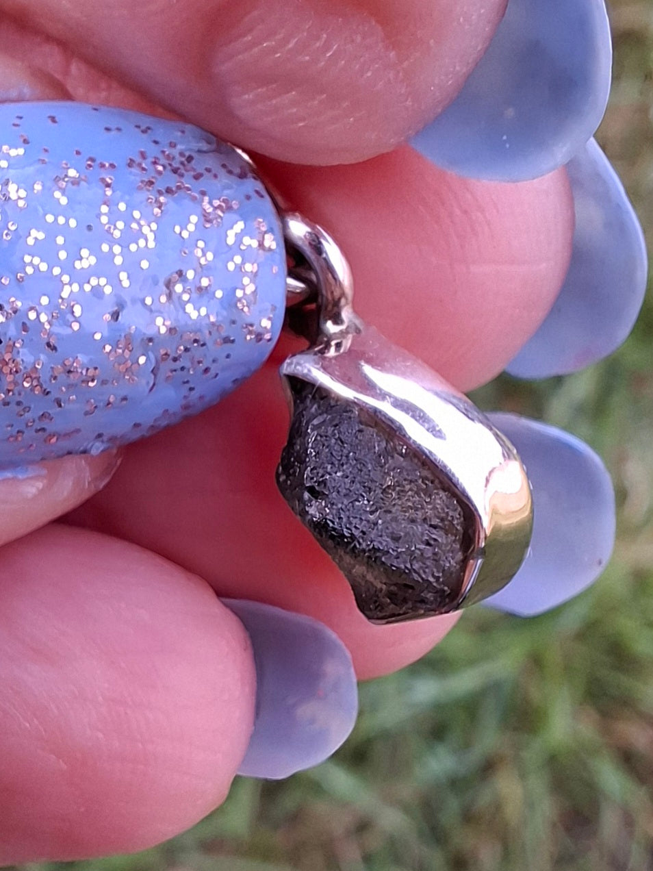 Moldavite Pendant, 925 Silver, Tektite (Ref: P59)