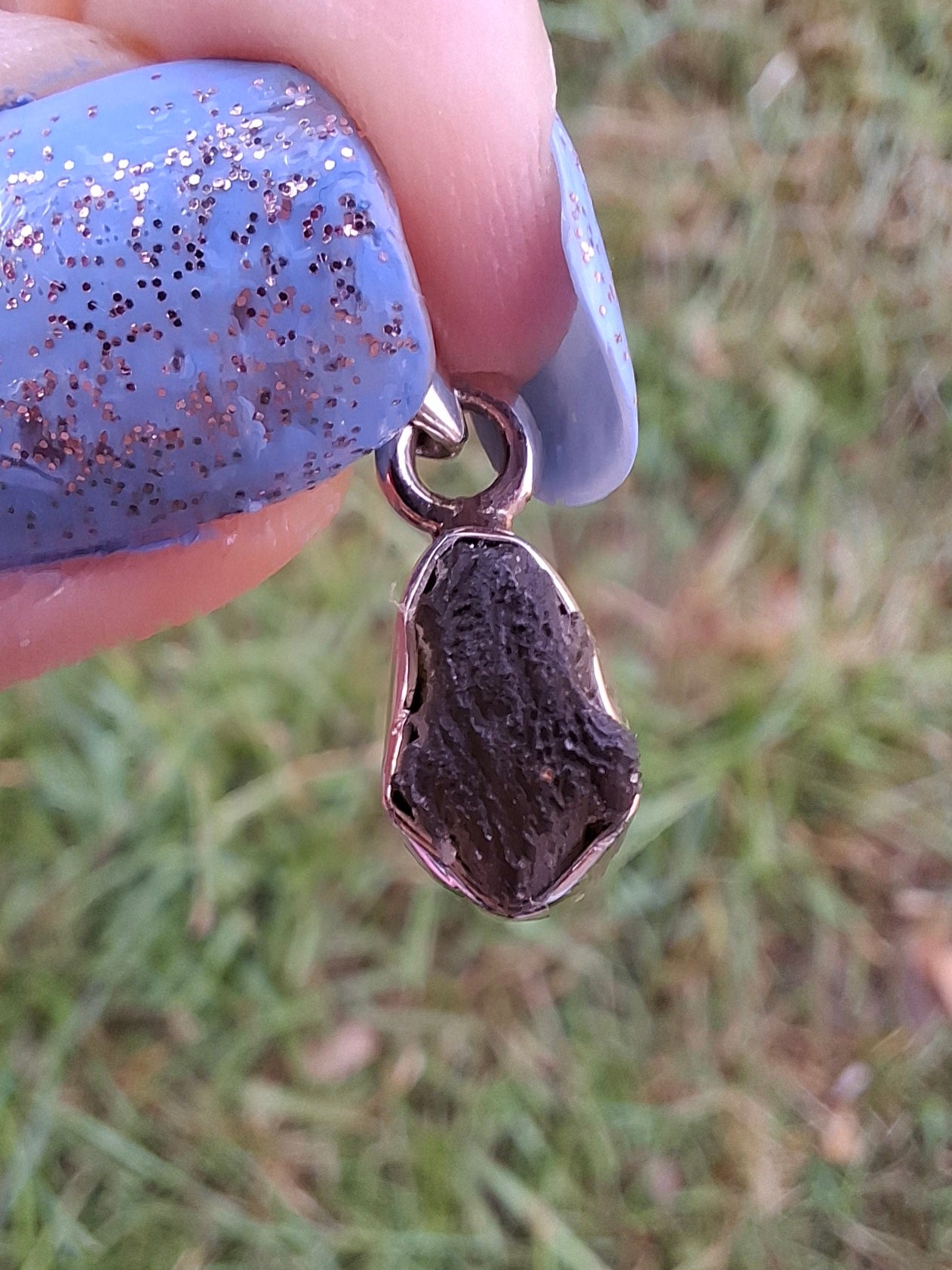 Moldavite Pendant, 925 Silver, Tektite (Ref: P58)