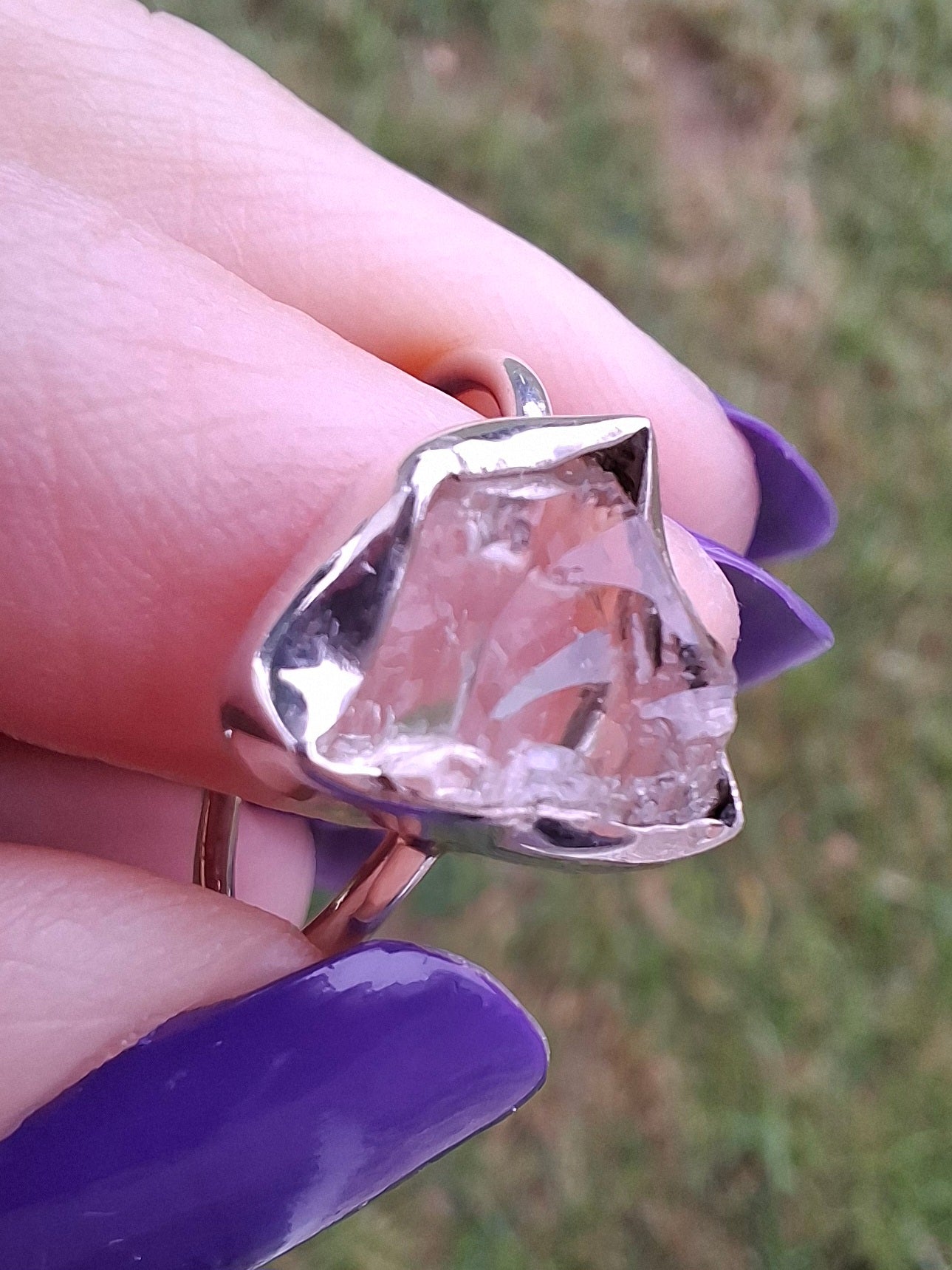 Libyan Desert Glass Ring, size large O, 925 Silver, Tektite (Ref: LR24)