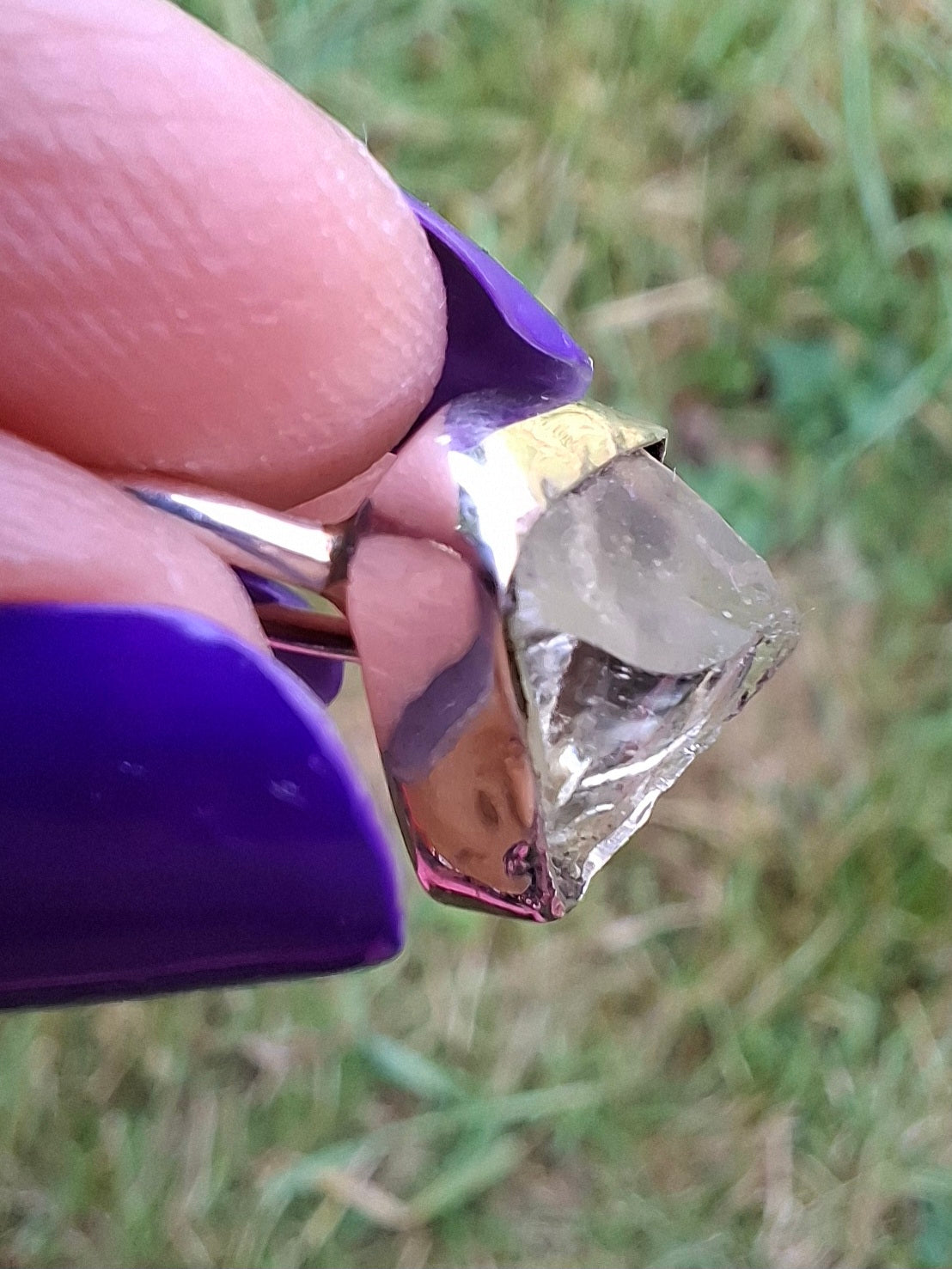 Libyan Desert Glass Ring, size small M, 925 Silver, Tektite (Ref: LR19)