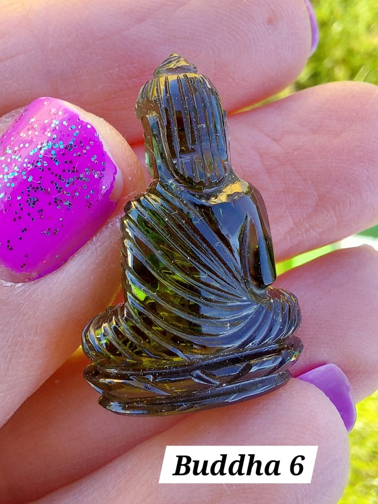 Moldavite BUDDHA Carving, 4.23g, Tektite (Ref: Buddha6)