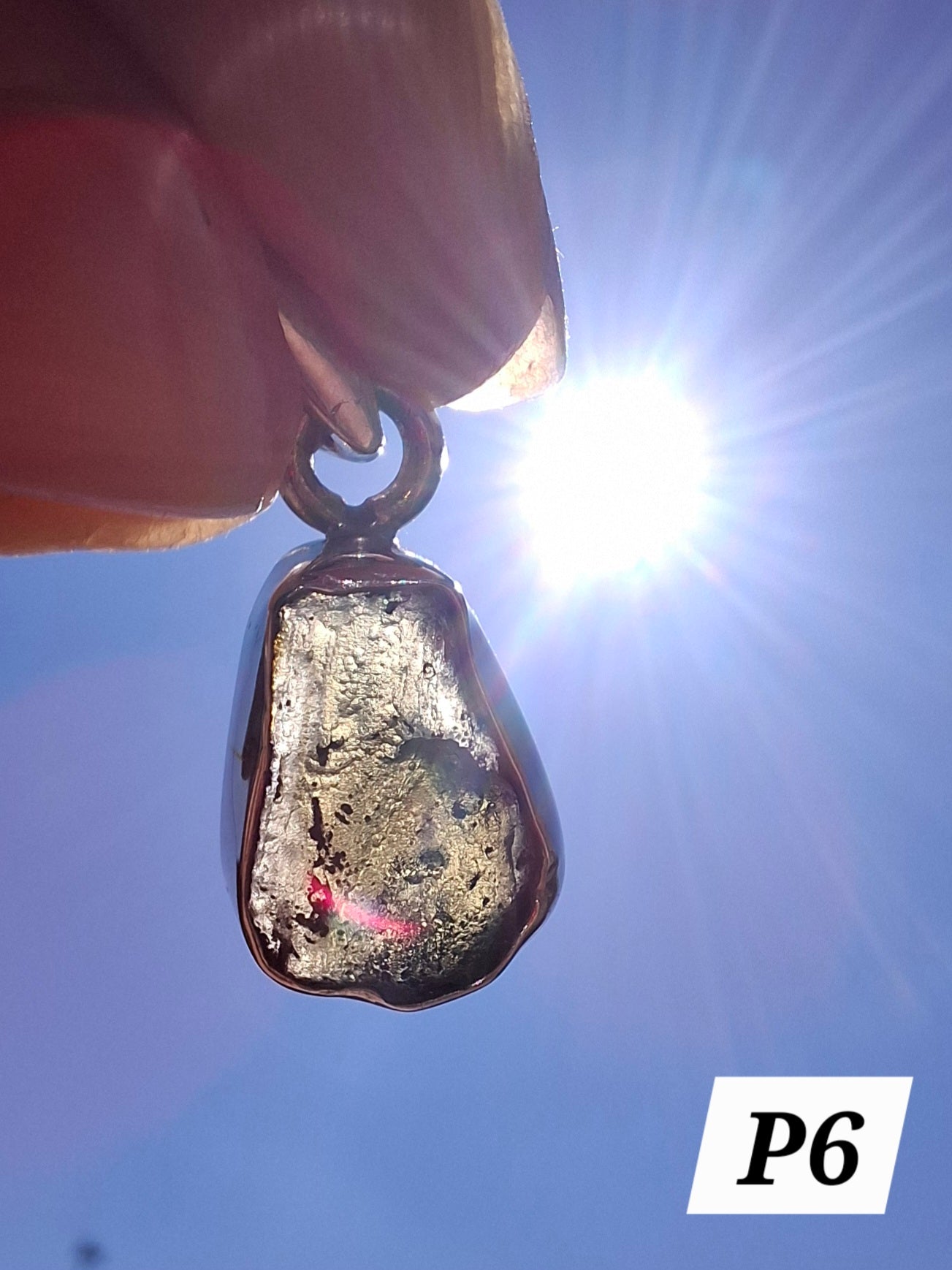 Moldavite Pendant, 925 Silver, Tektite (Ref: P6)