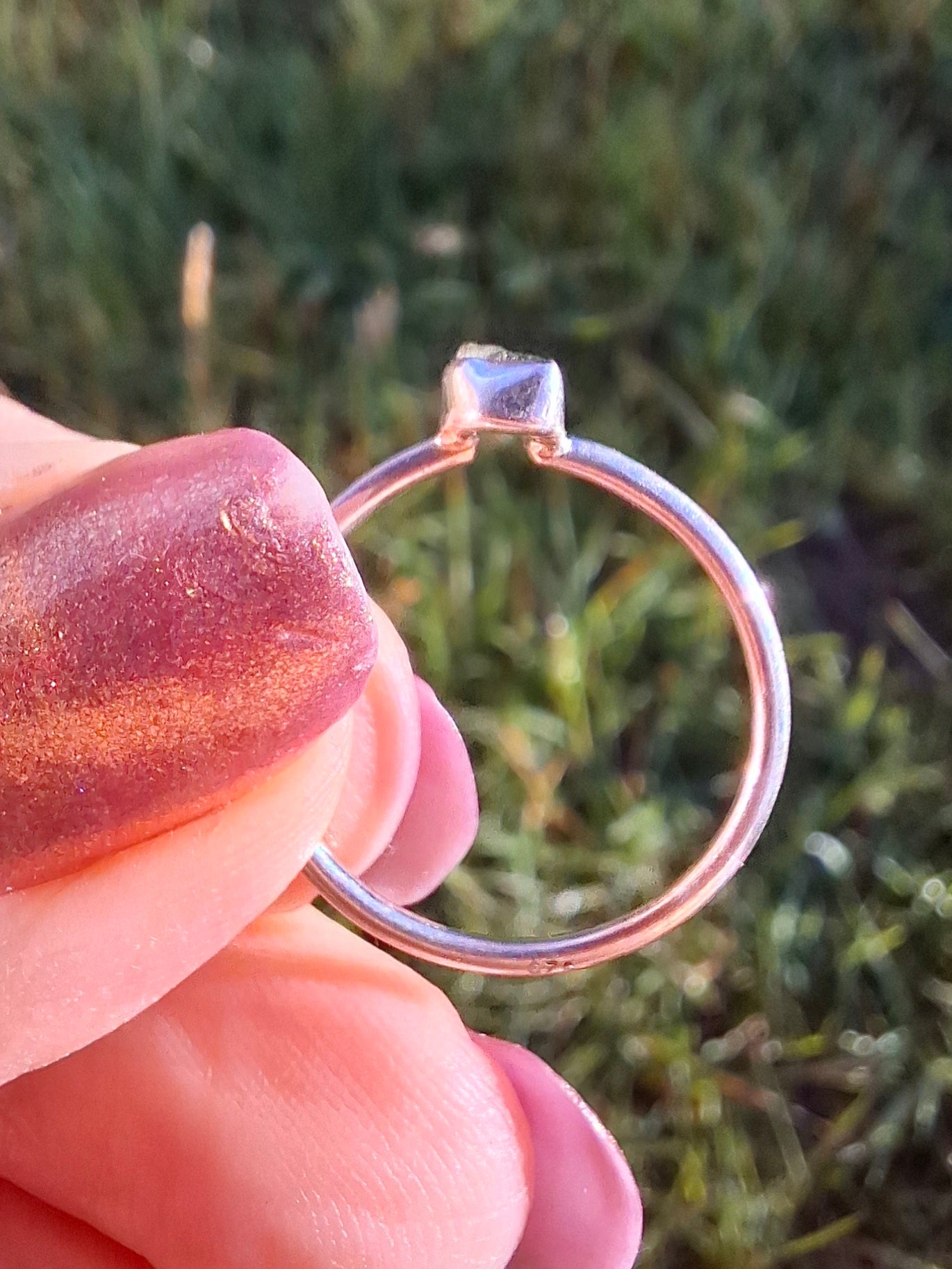 Moldavite Ring, size large M, 925 Silver, Tektite (Ref: R38)