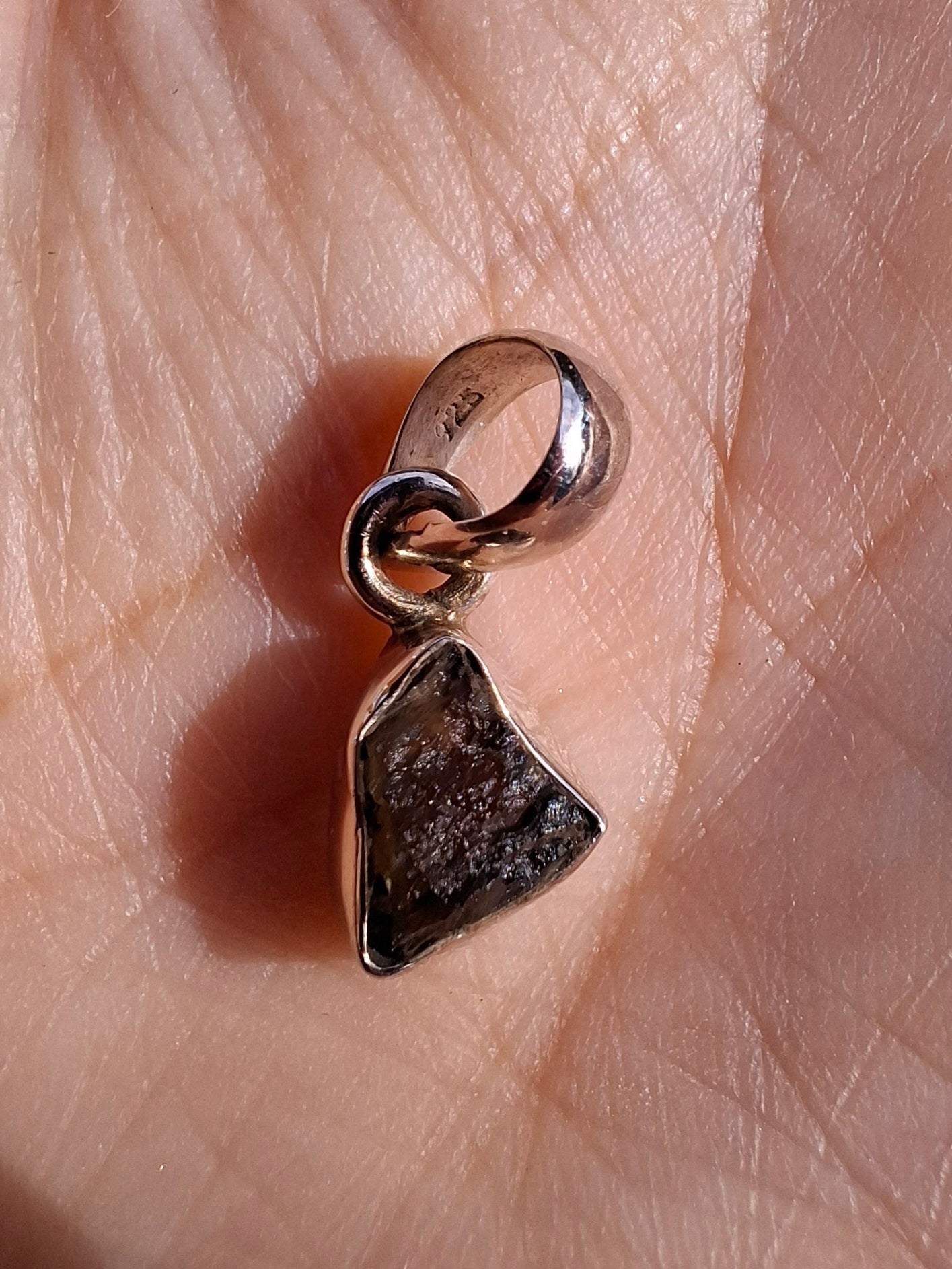 Moldavite Pendant, 925 Silver, Tektite (Ref: P34)