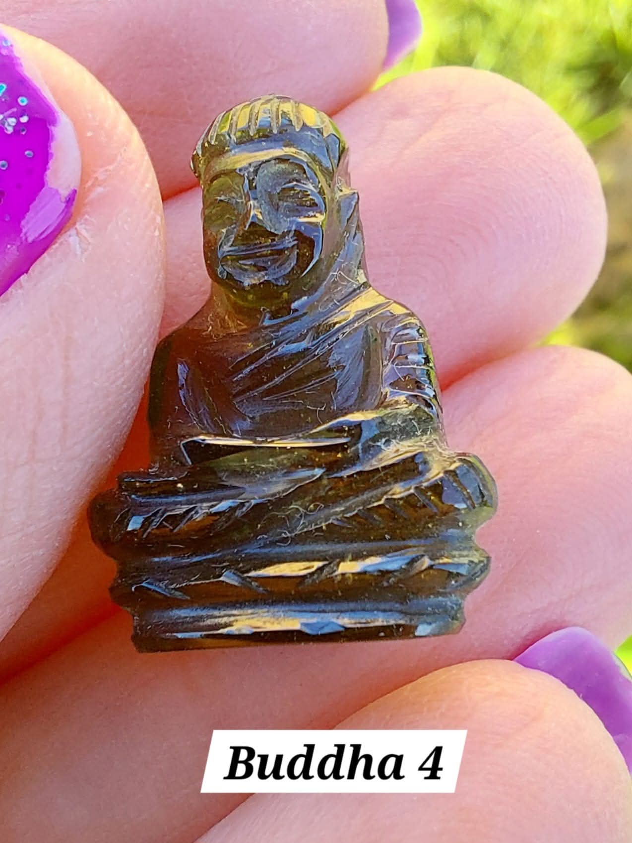 Moldavite BUDDHA Carving, 2.71g, Tektite (Ref: Buddha4)