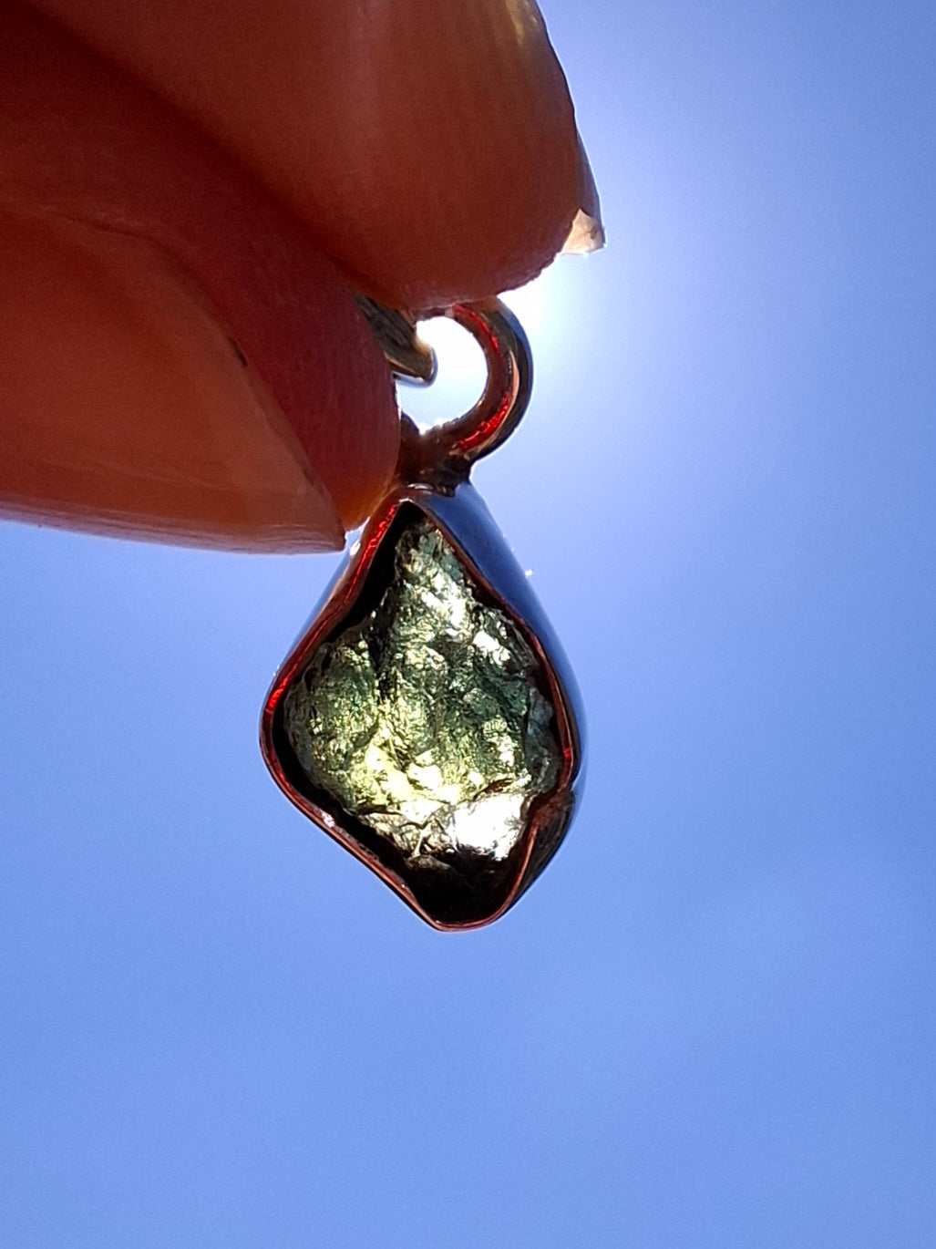 Moldavite Pendant, 925 Silver, Tektite (Ref: P45)